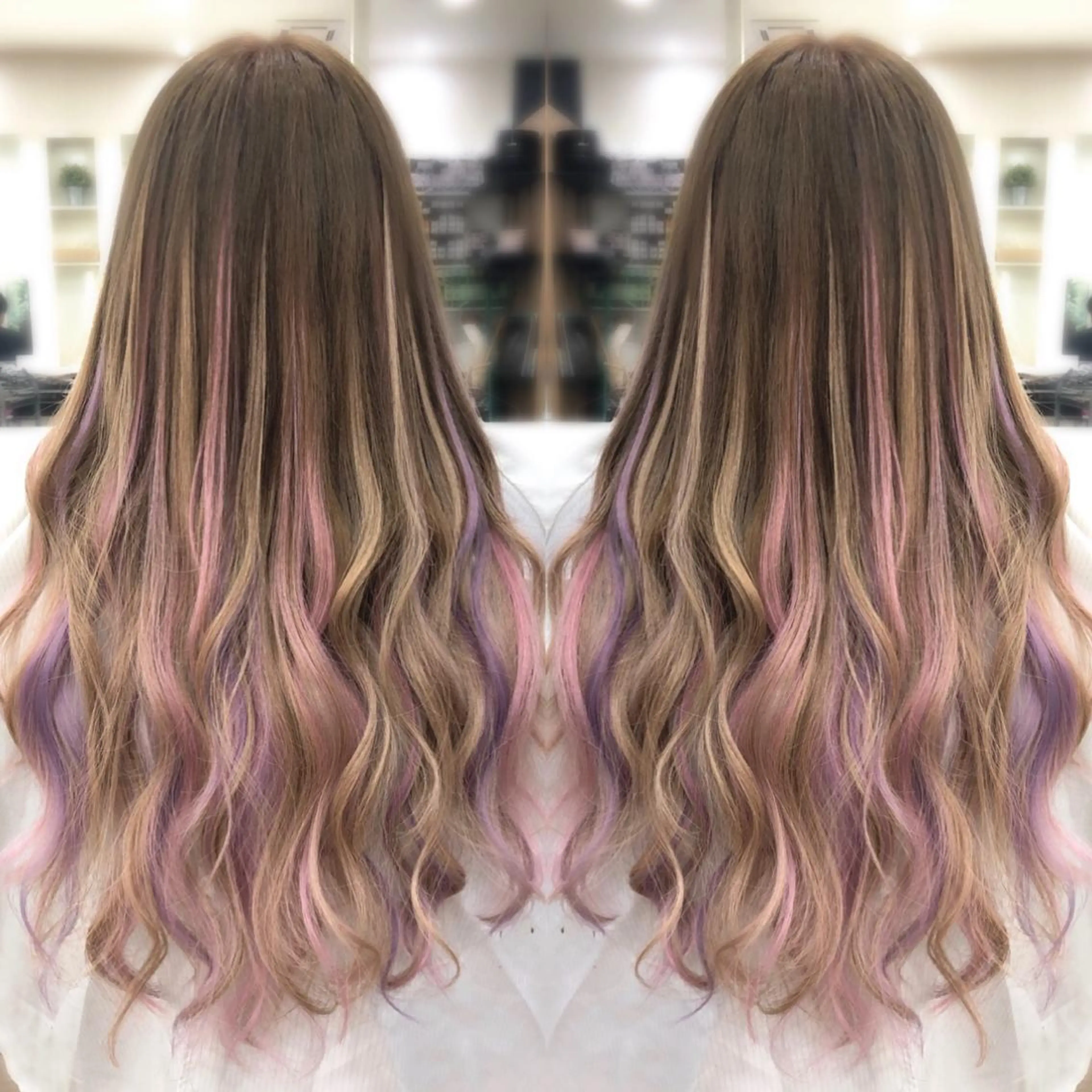 ロング カラー れん/ハイトーン /エクステ/韓国風のヘアスタイル