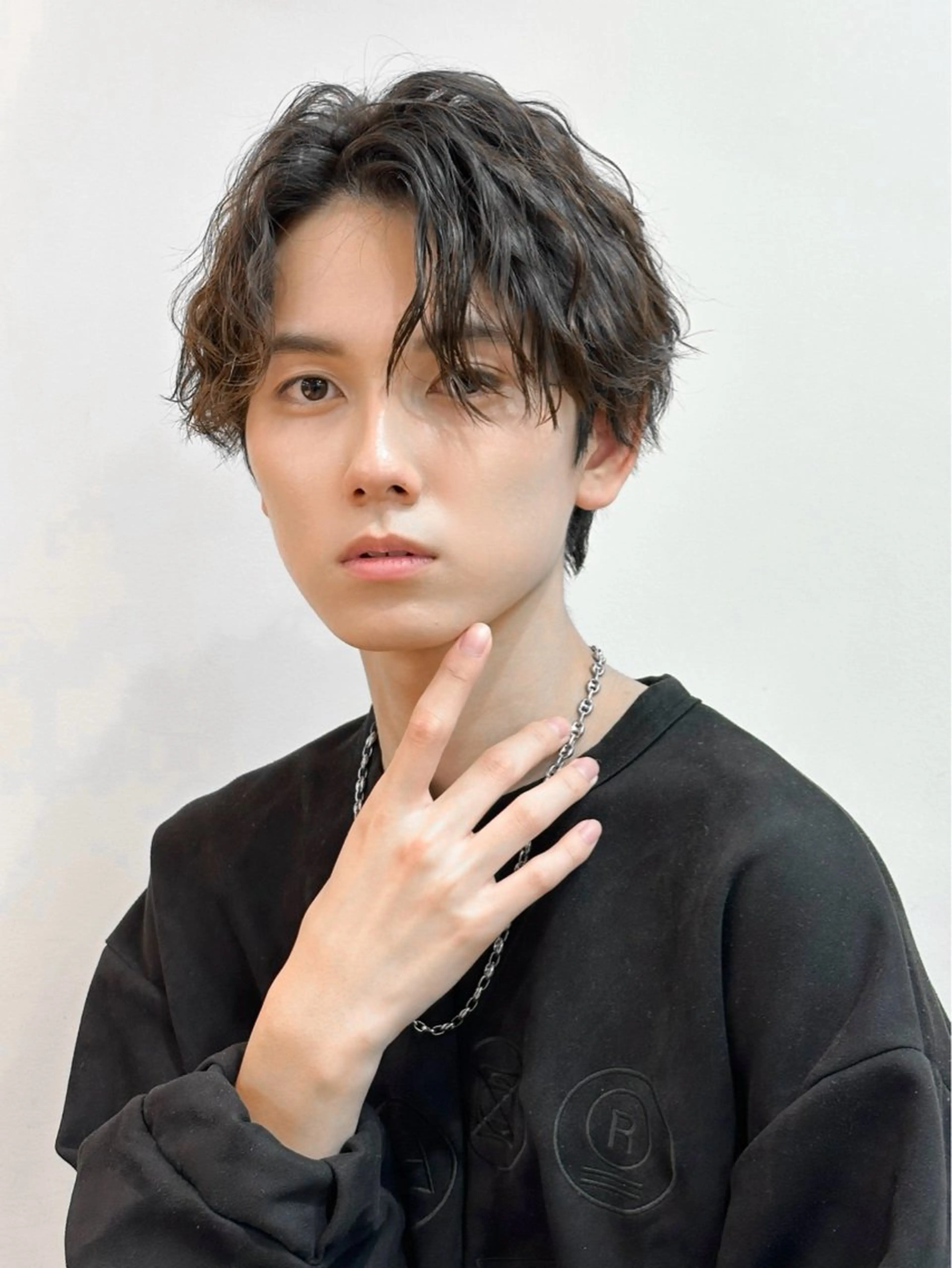 ショート パーマ メンズ センターパート 波巻きパーマ メンズ特化/パーマ 職人/ひかるのヘアスタイル