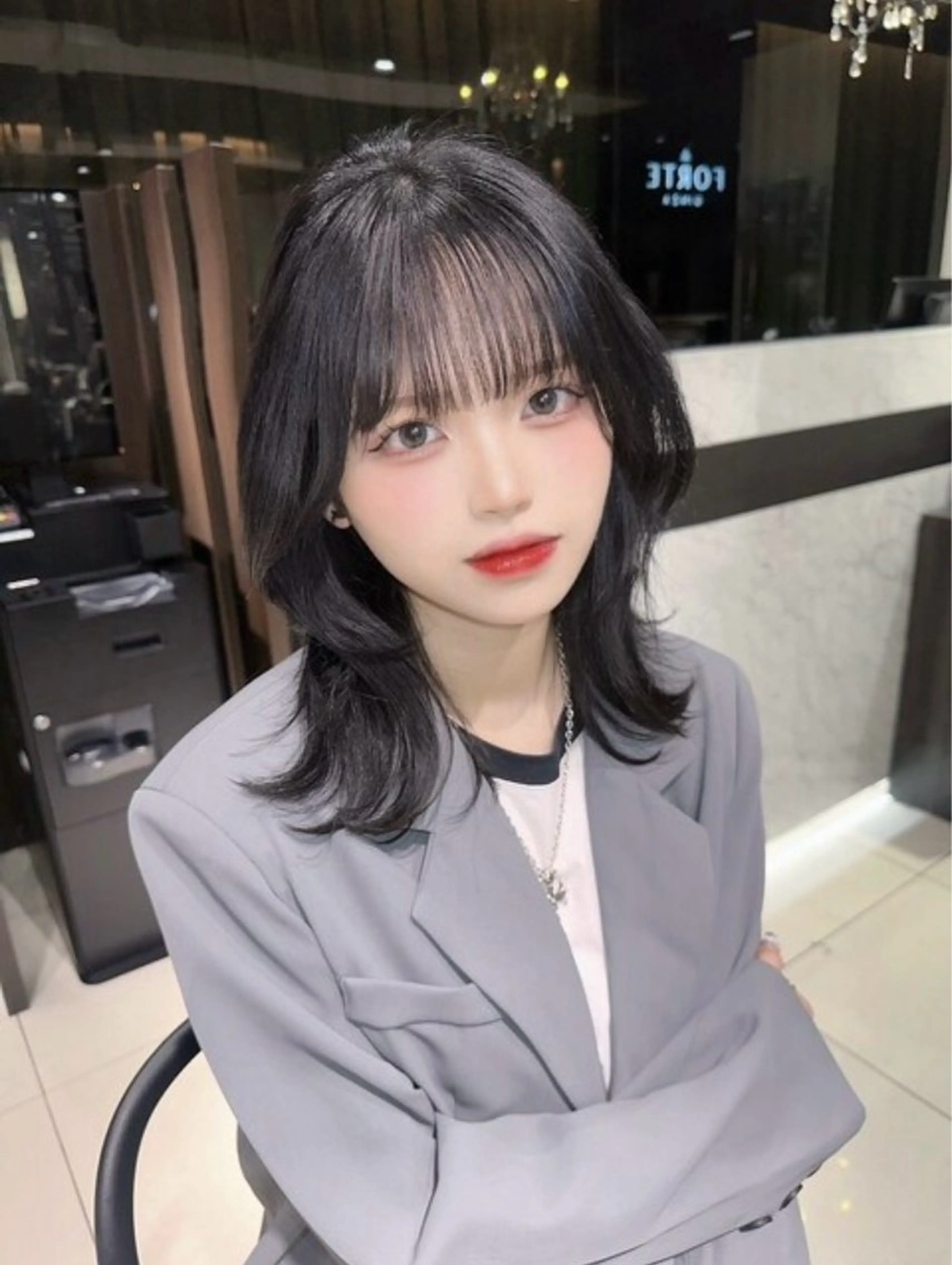 ミディアム ヘアカラー オリーブ/韓国風 まつパ/himariのマツエク・マツパデザイン