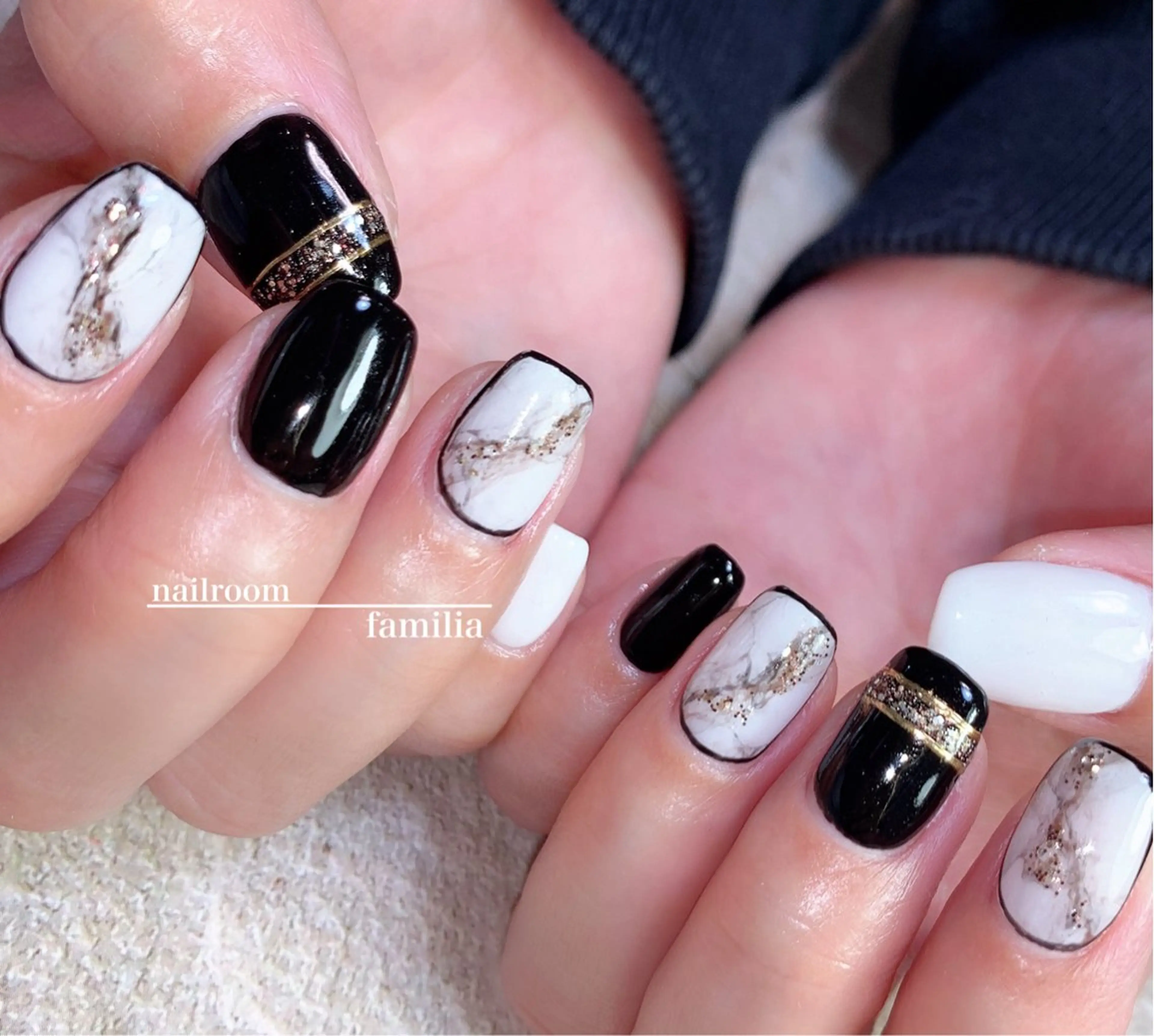 ネイル 大理石ネイル(マーブル) ニュアンスネイル ハンドネイル -nailroom- familiaのネイルデザイン