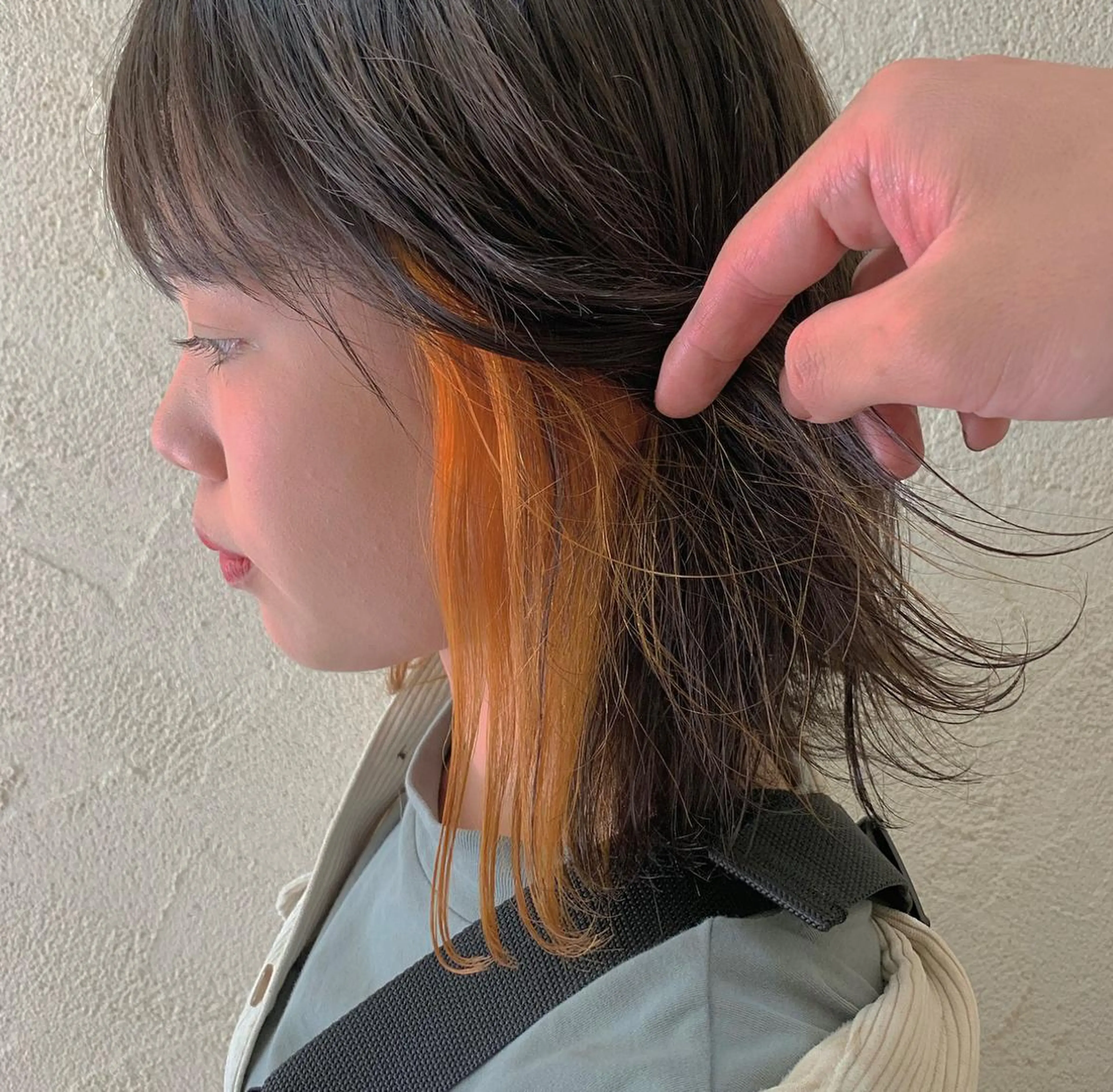 ミディアム カラー オレンジ 髪質改善色素改善特化 keiのヘアスタイル