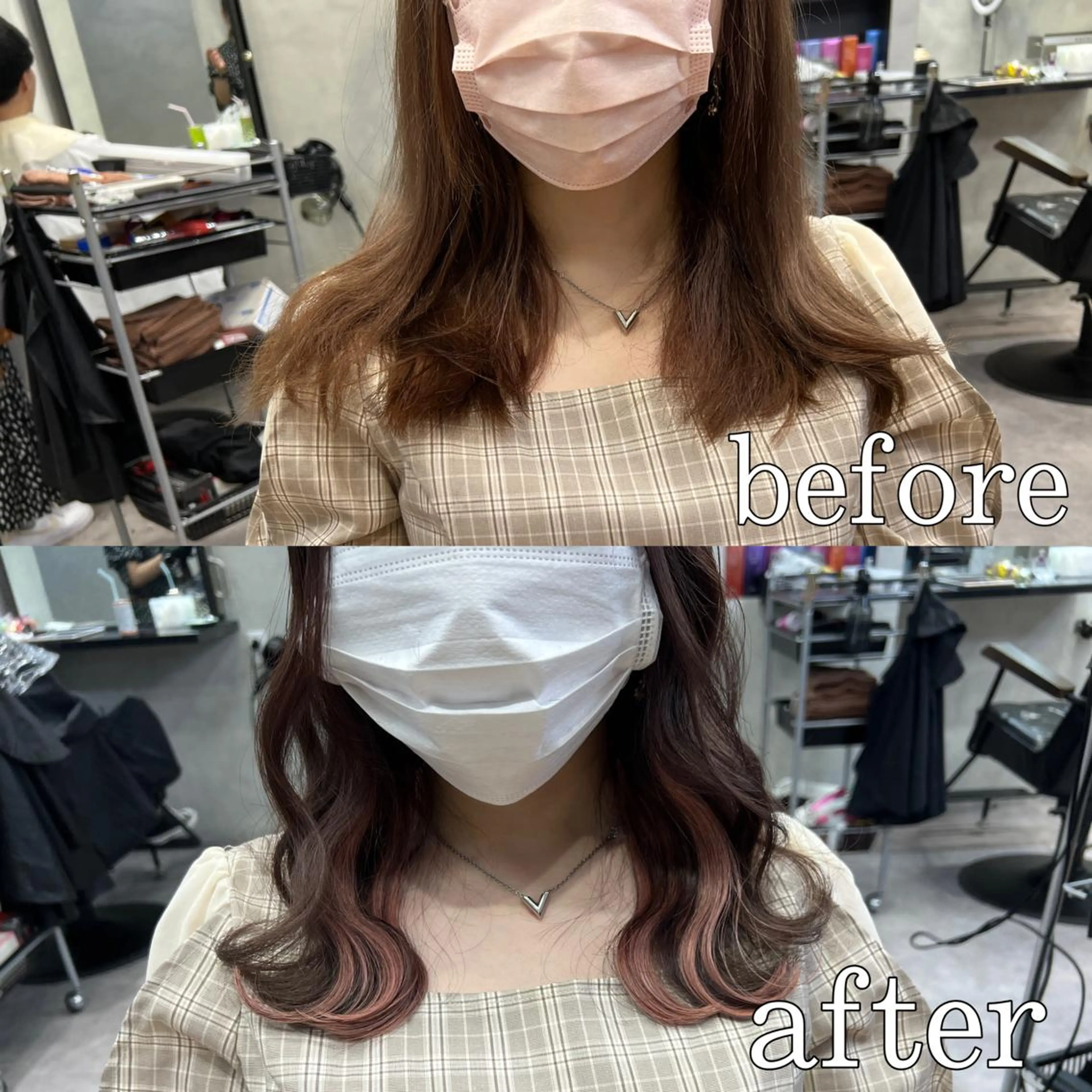 セミロング カラー ヘアアレンジ シールエクステ アッシュ バレイヤージュ ベージュカラー ブリーチ ヘアカラー エクステ ar+ ❤︎ maiのヘアスタイル