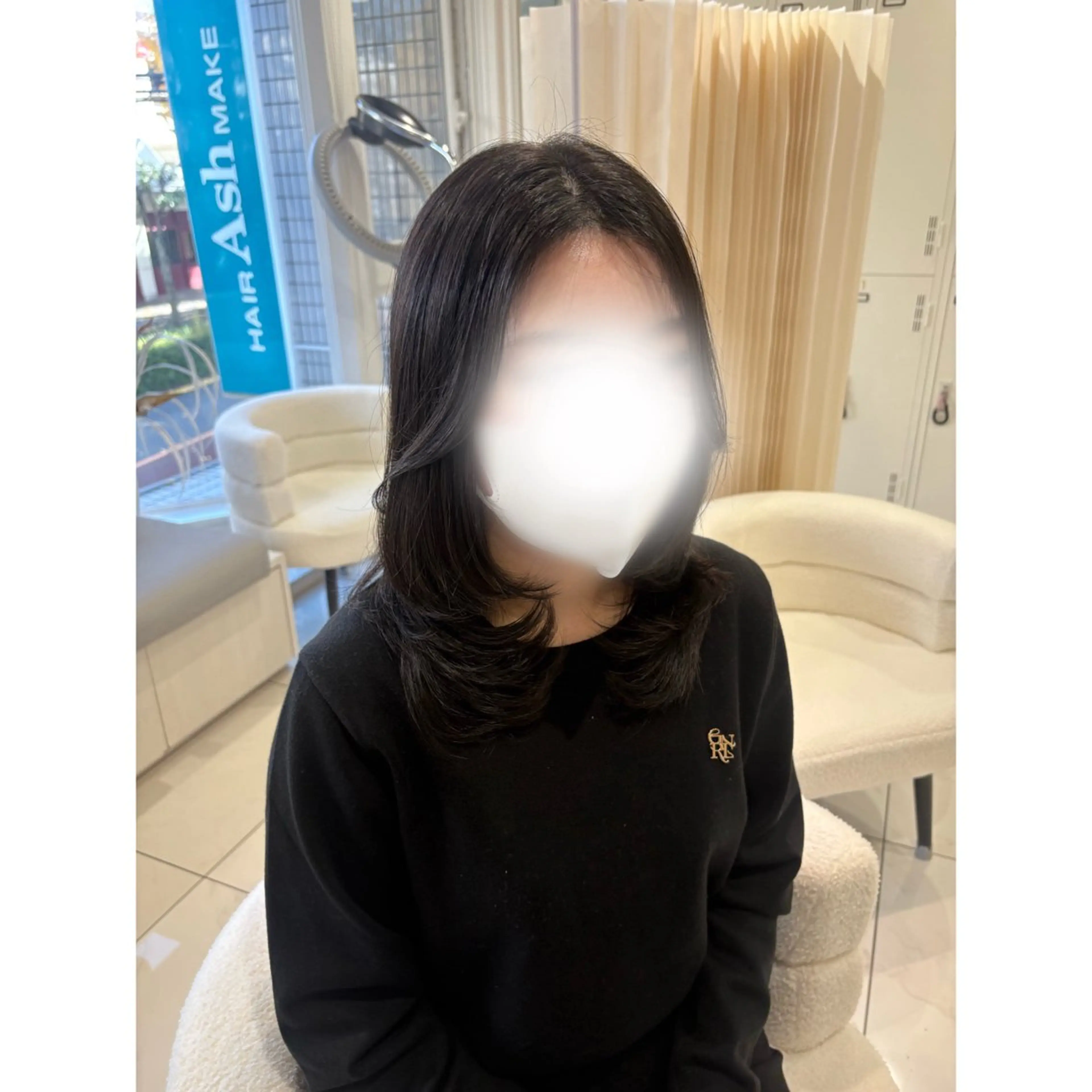 セミロング カット 韓国ヘア 🎀中川綾乃🎀のヘアスタイル