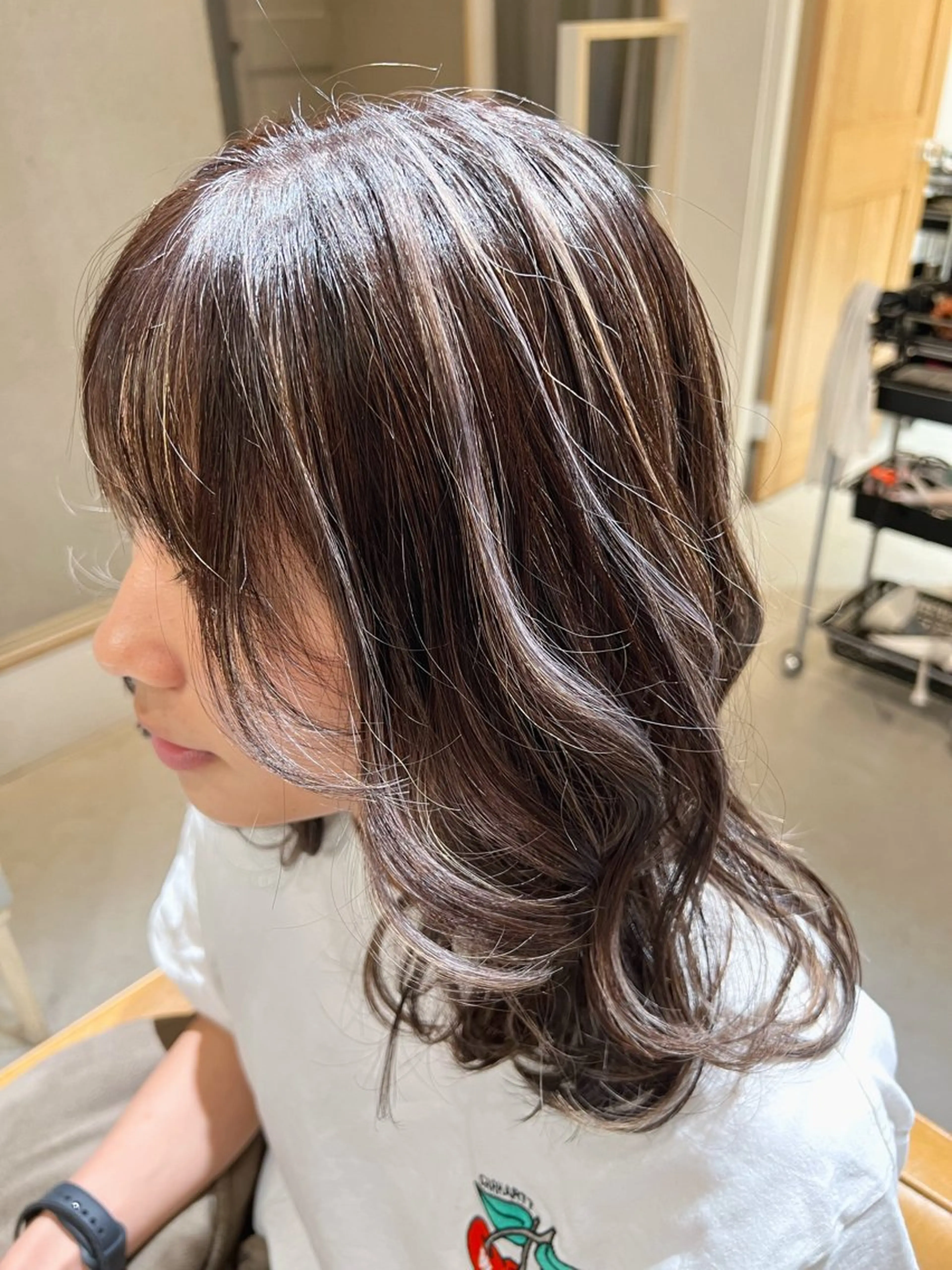 セミロング カラー ショートボブ バレイヤージュ ブリーチ ケアブリーチ ダブルカラー 縮毛矯正×艶カラー /中村勇太のヘアスタイル