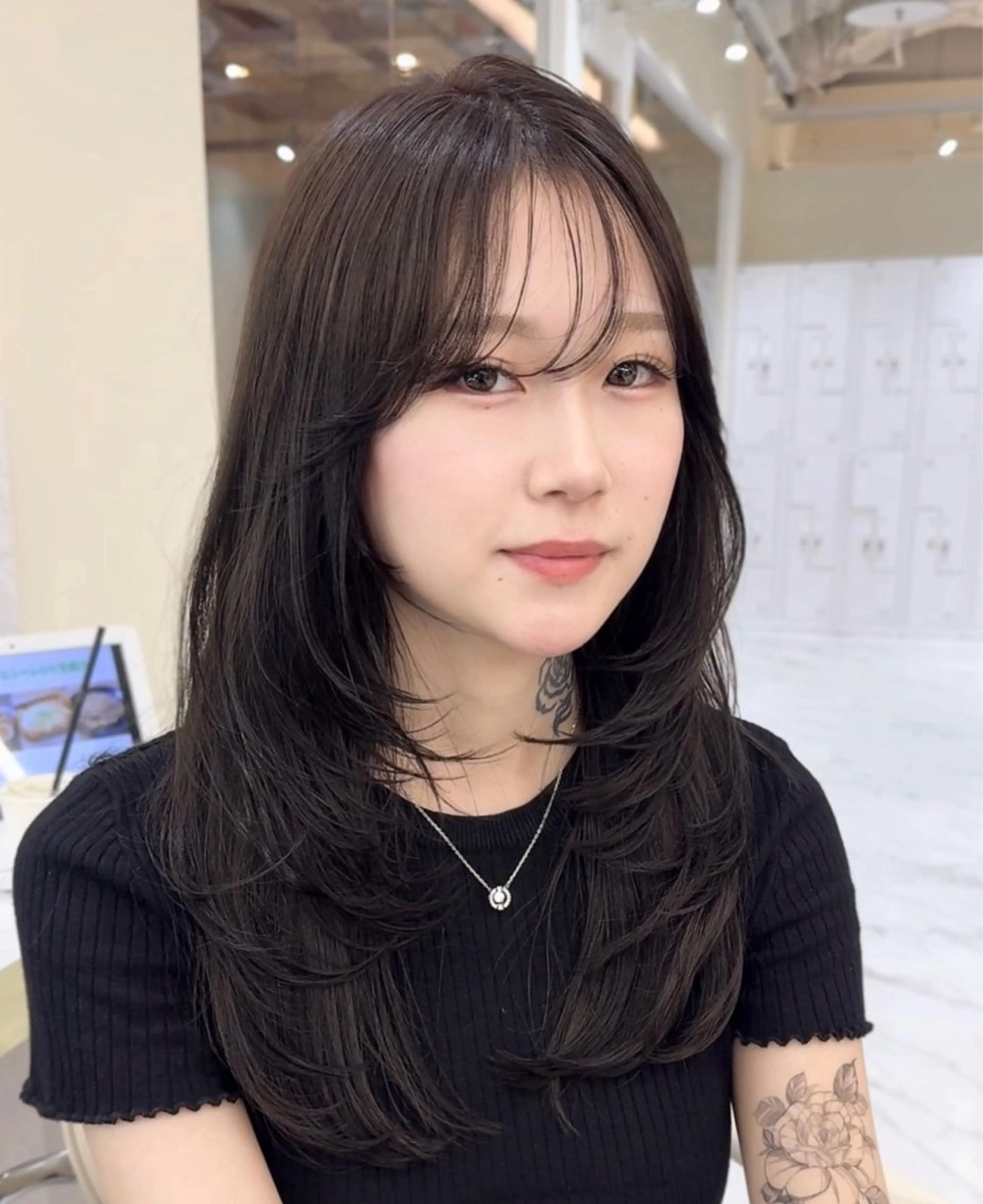 セミロング カラー ヘアアレンジ カット ヘアカラー トリートメント レイヤーカット🤍 RINAのヘアスタイル