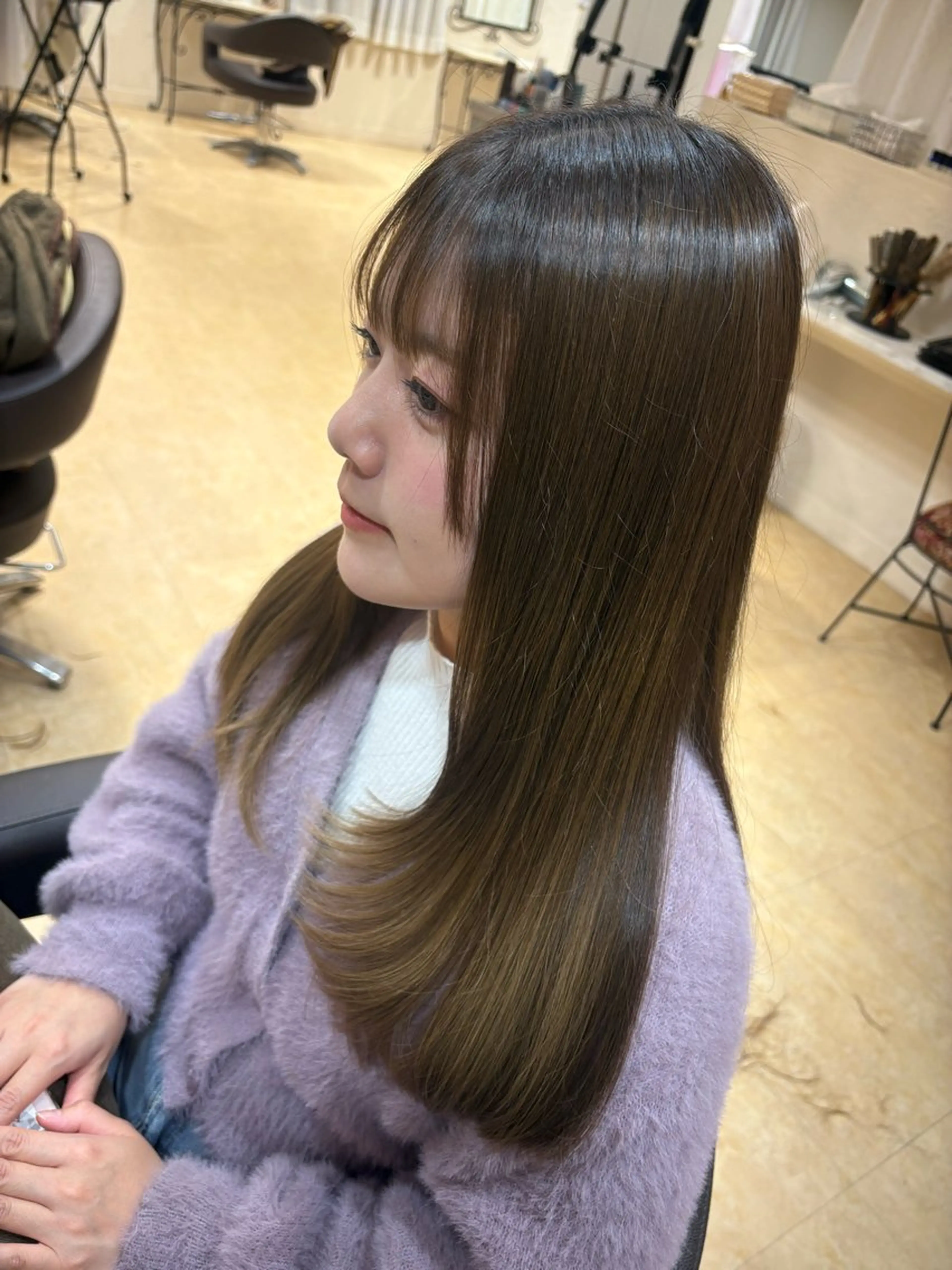 ロング 顔まわりレイヤー レイヤーカット 水村 菜々美のヘアスタイル