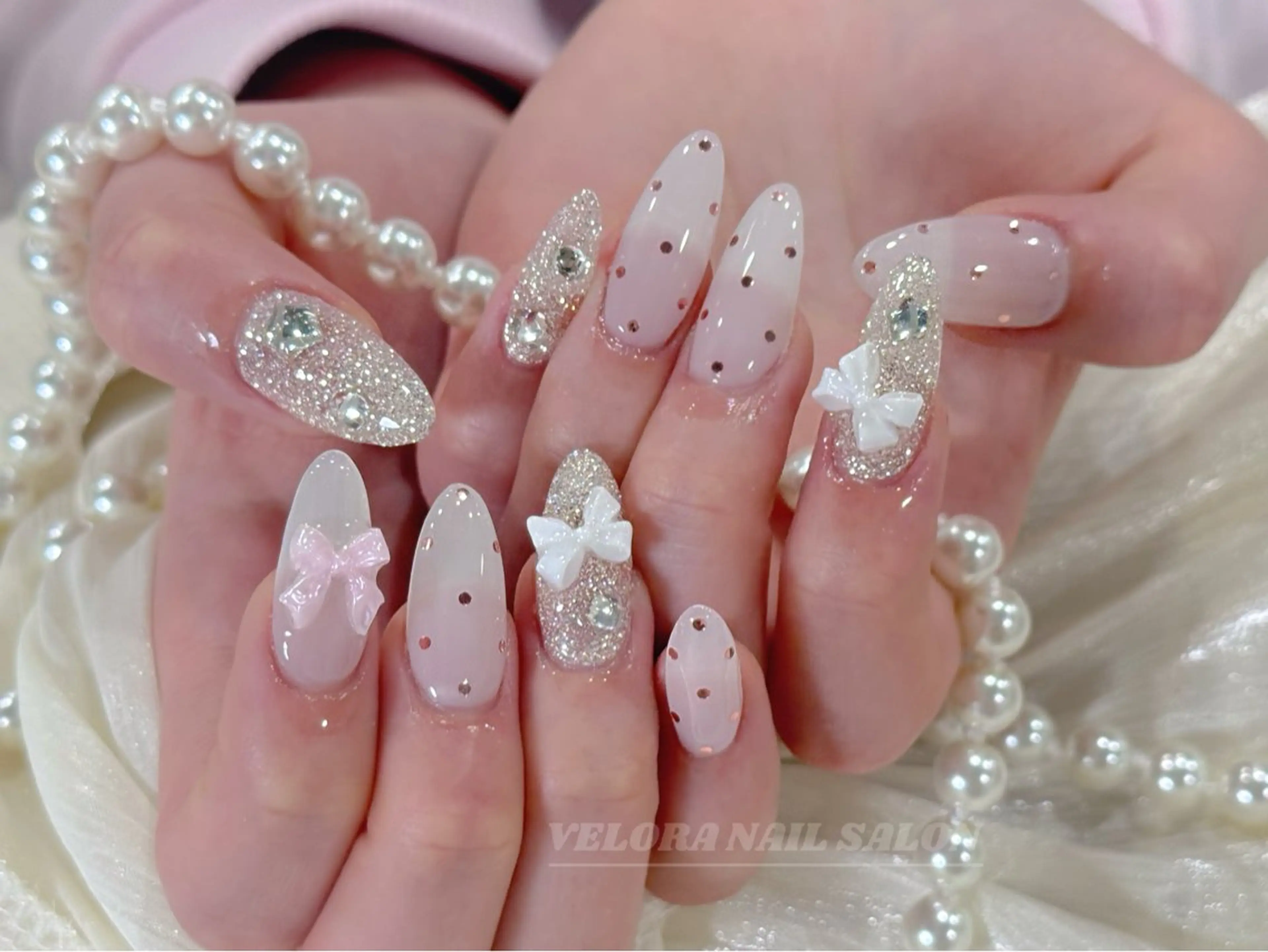 ネイル 長さ出し フレンチネイル ジェルネイル キラキラネイル 韓国ネイル ハンドネイル RINA NAILのネイルデザイン