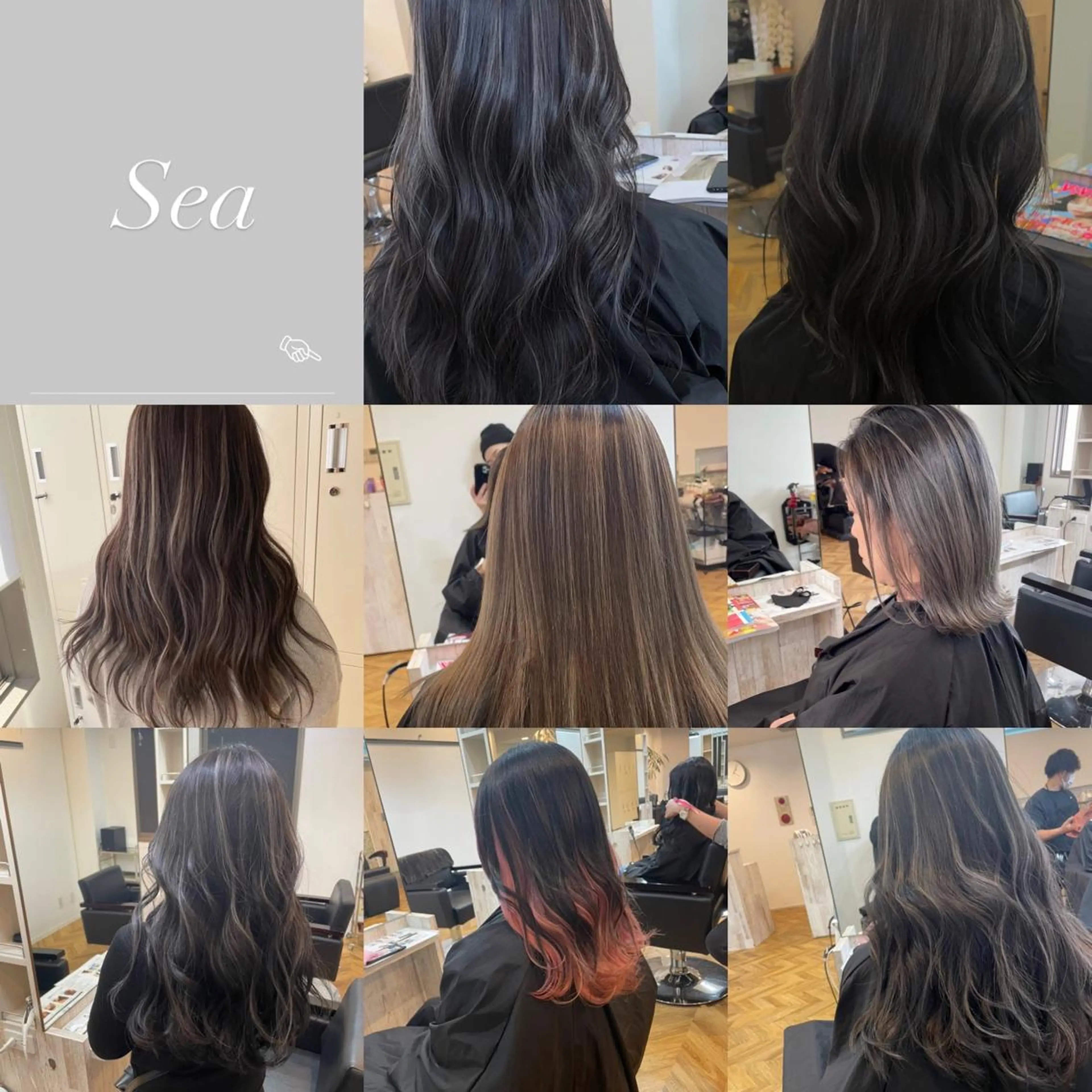 ロング ヘアカラー トリートメント ハイトーン髪質改善 家中貴典のヘアスタイル