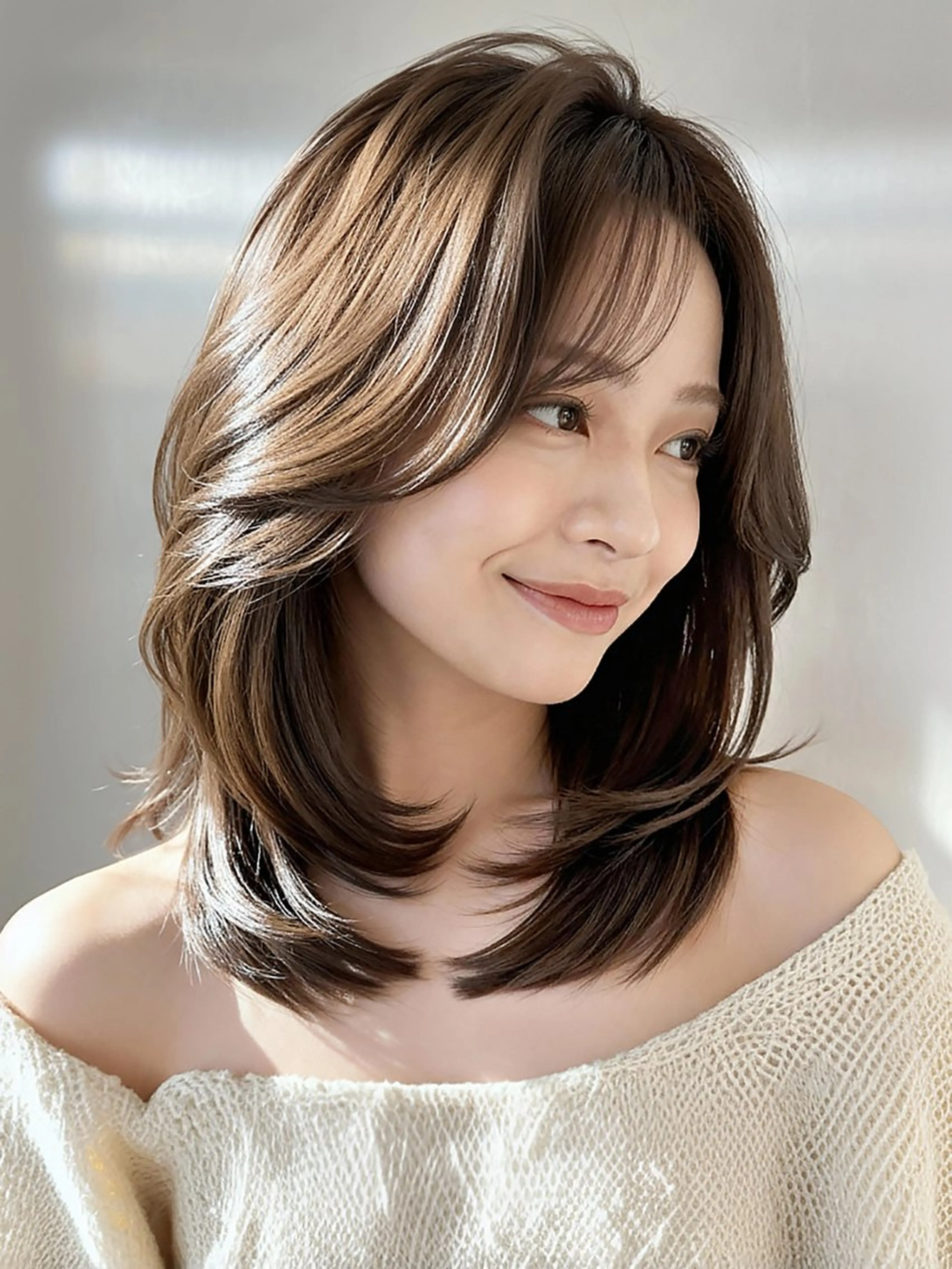 セミロング カラー カット ヘアカラー トリートメント 莉乃/縮毛矯正/髪質 改善/艶カラーのヘアスタイル