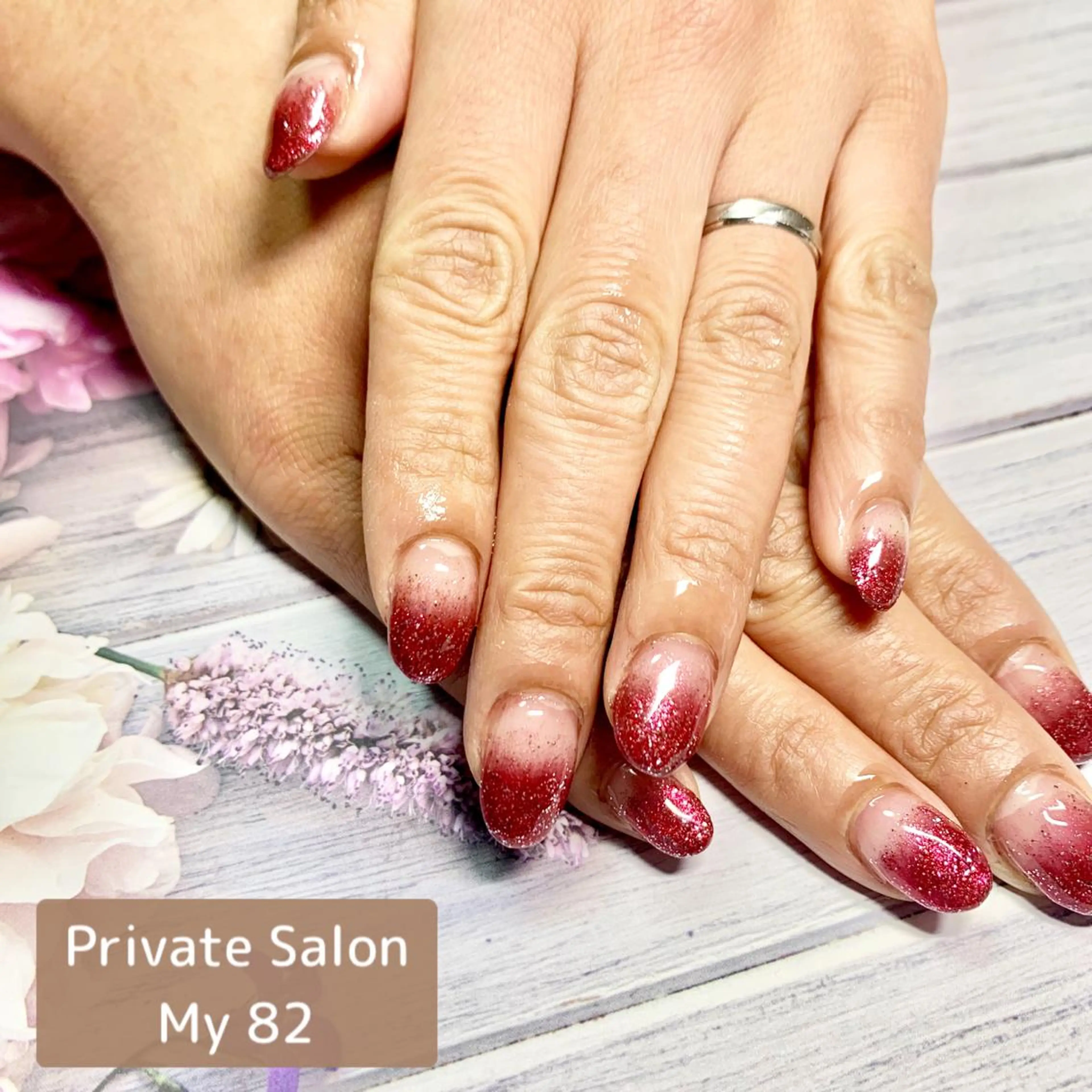 ネイル ジェルネイル ラメ(グリッター) ラメグラデーション ピンク シンプルネイル Private Sa lon  MARLOのネイルデザイン