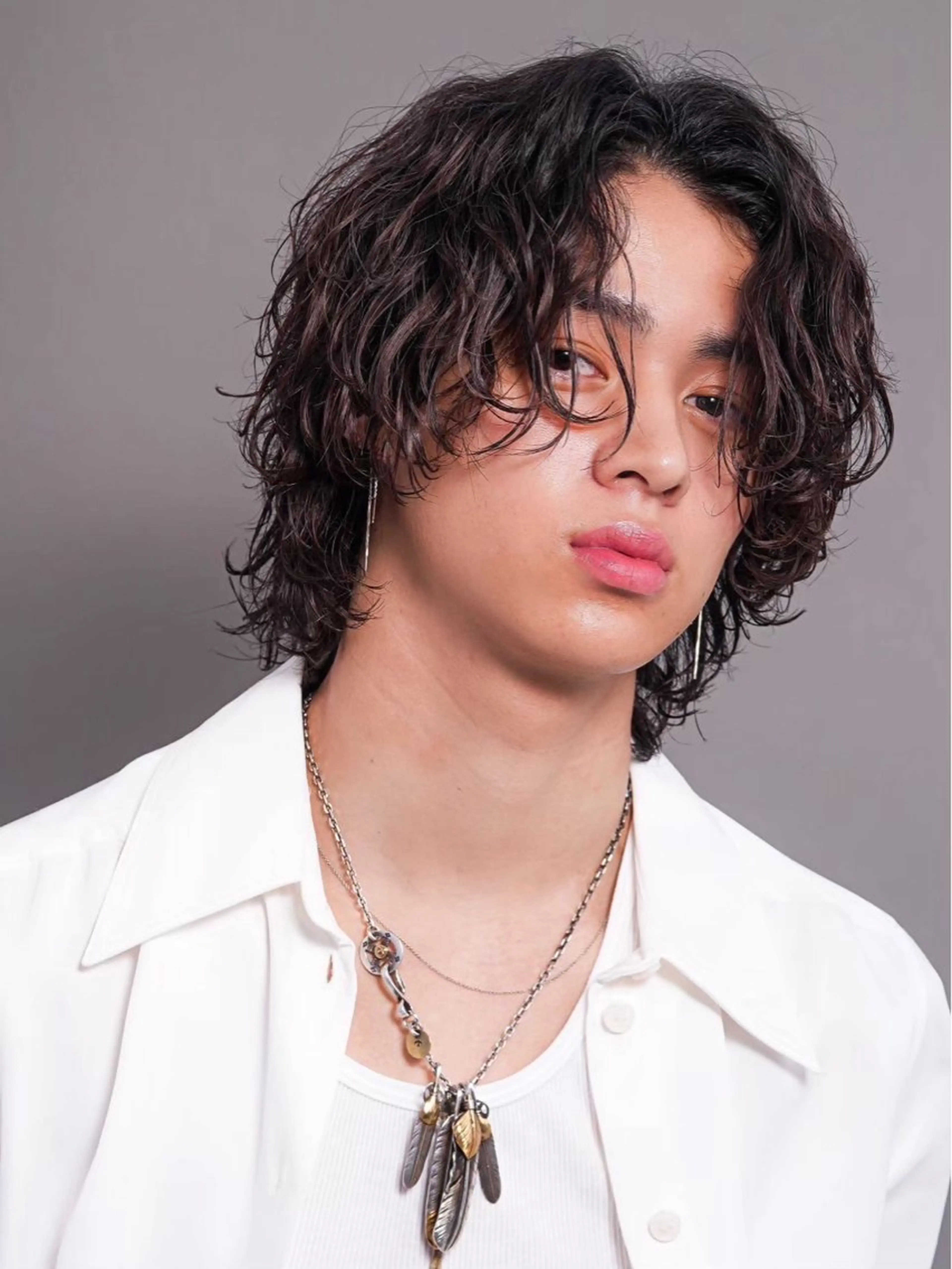 ミディアム メンズ カット パーマ 浜本 琉聖のヘアスタイル