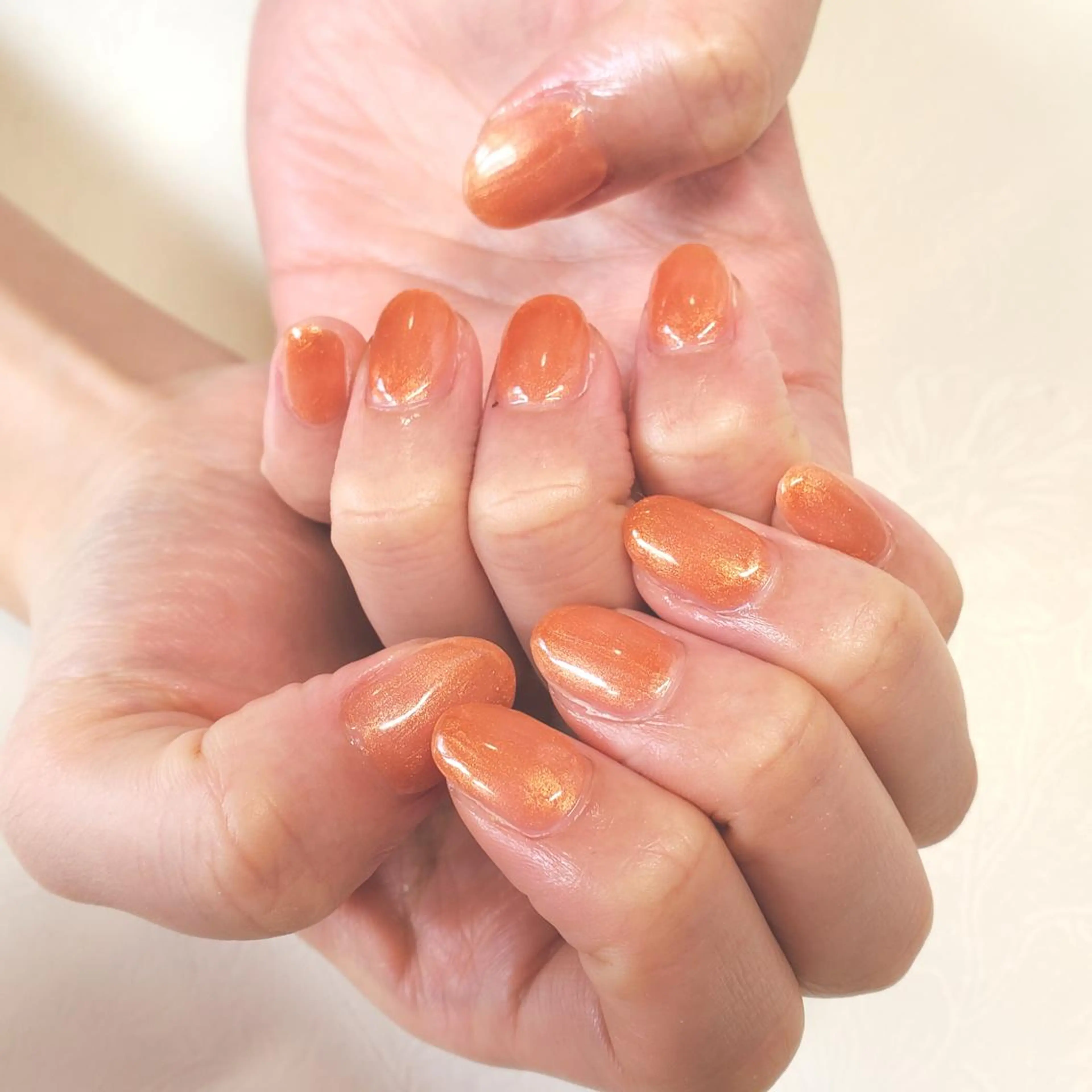 ネイル ジェルネイル ワンカラーネイル オレンジ 石田 由紀のネイルデザイン