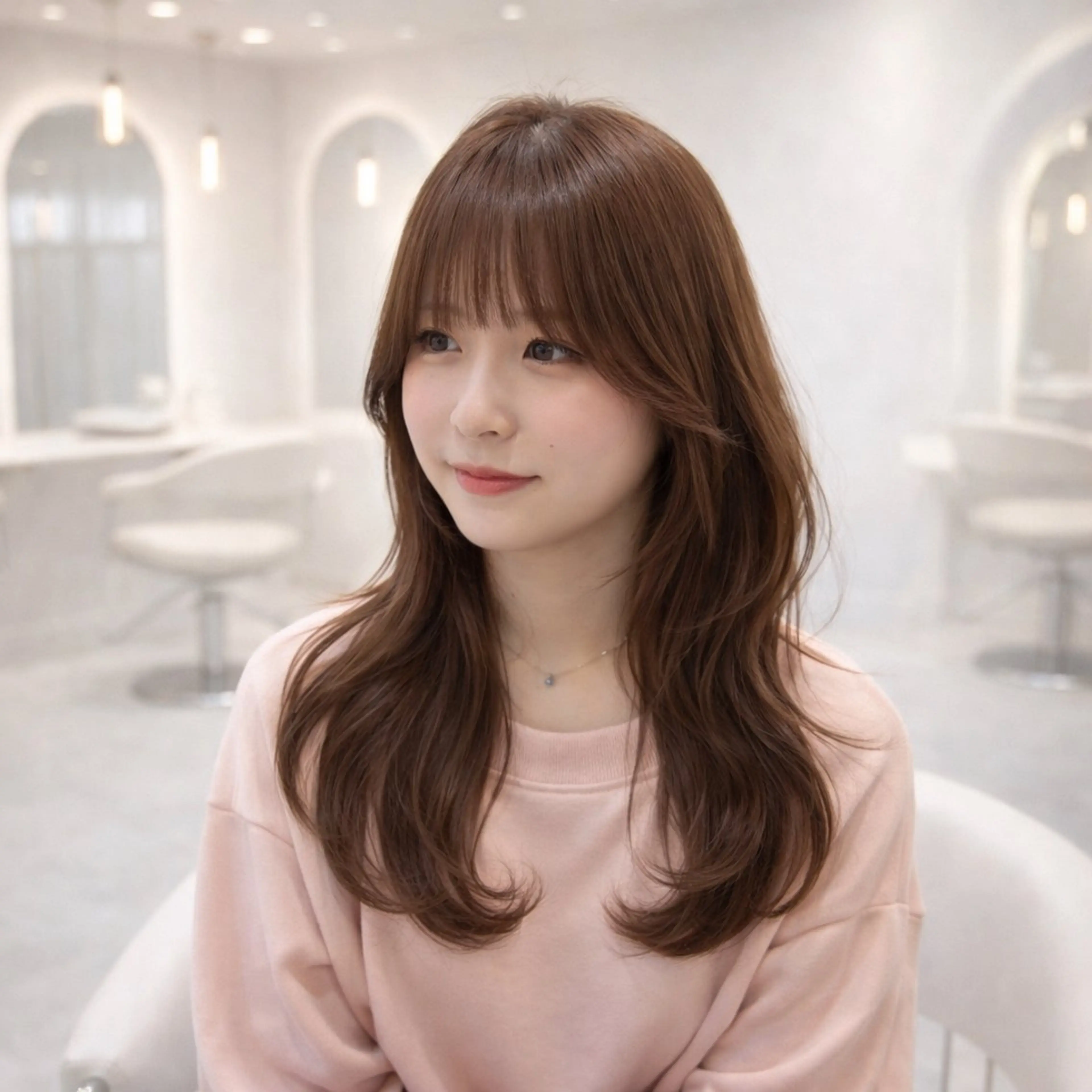 ロング カラー ヘアアレンジ ブラウンカラー ピンクカラー ピンクブラウン カット ヘアカラー トリートメント 巻きラク♡レイヤー 🦢こころのヘアスタイル