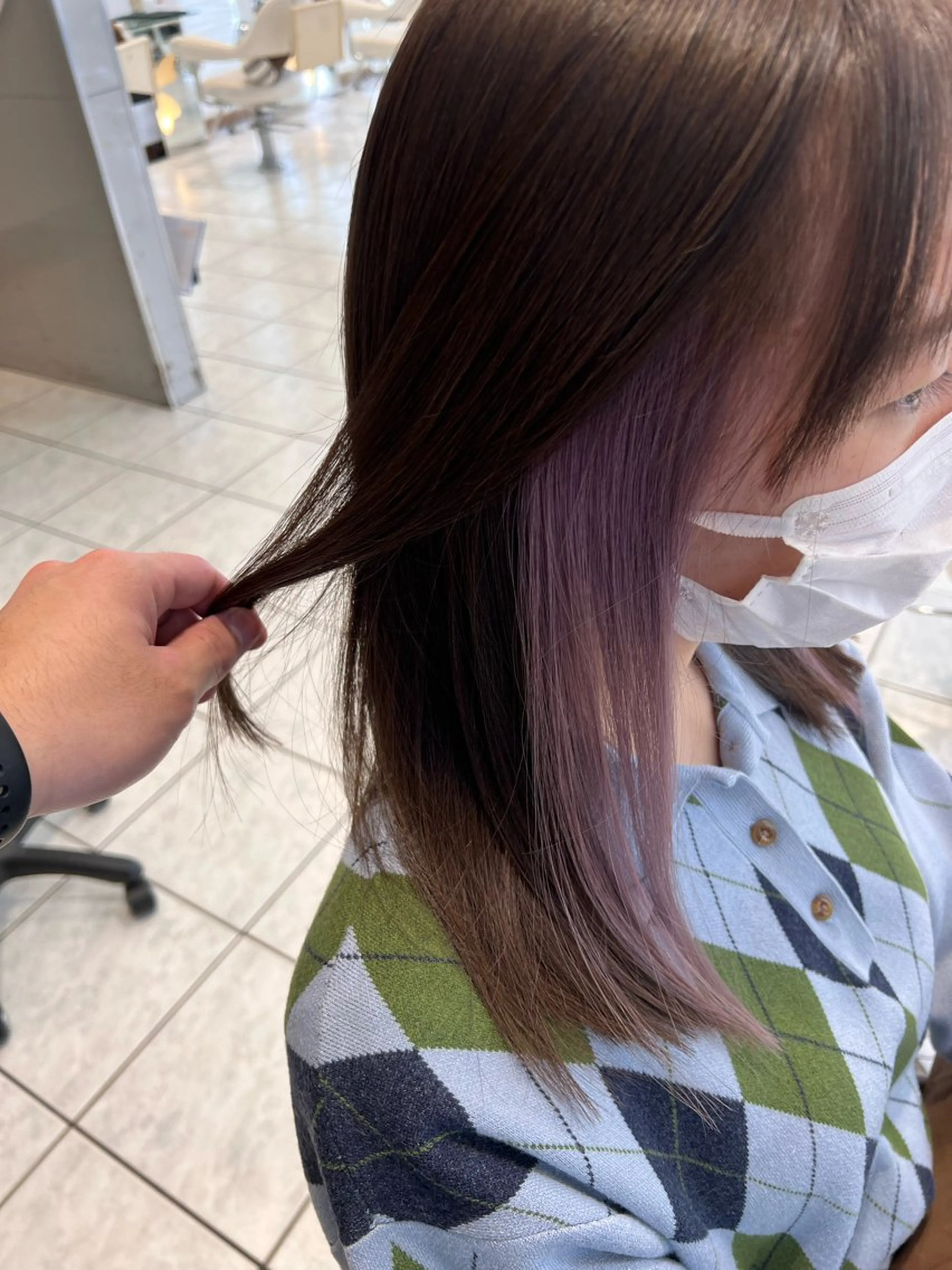 セミロング ヘアカラー アライズ所属・✨髪質改善✨ブリーチ 無しカラー山下竣介のヘアスタイル