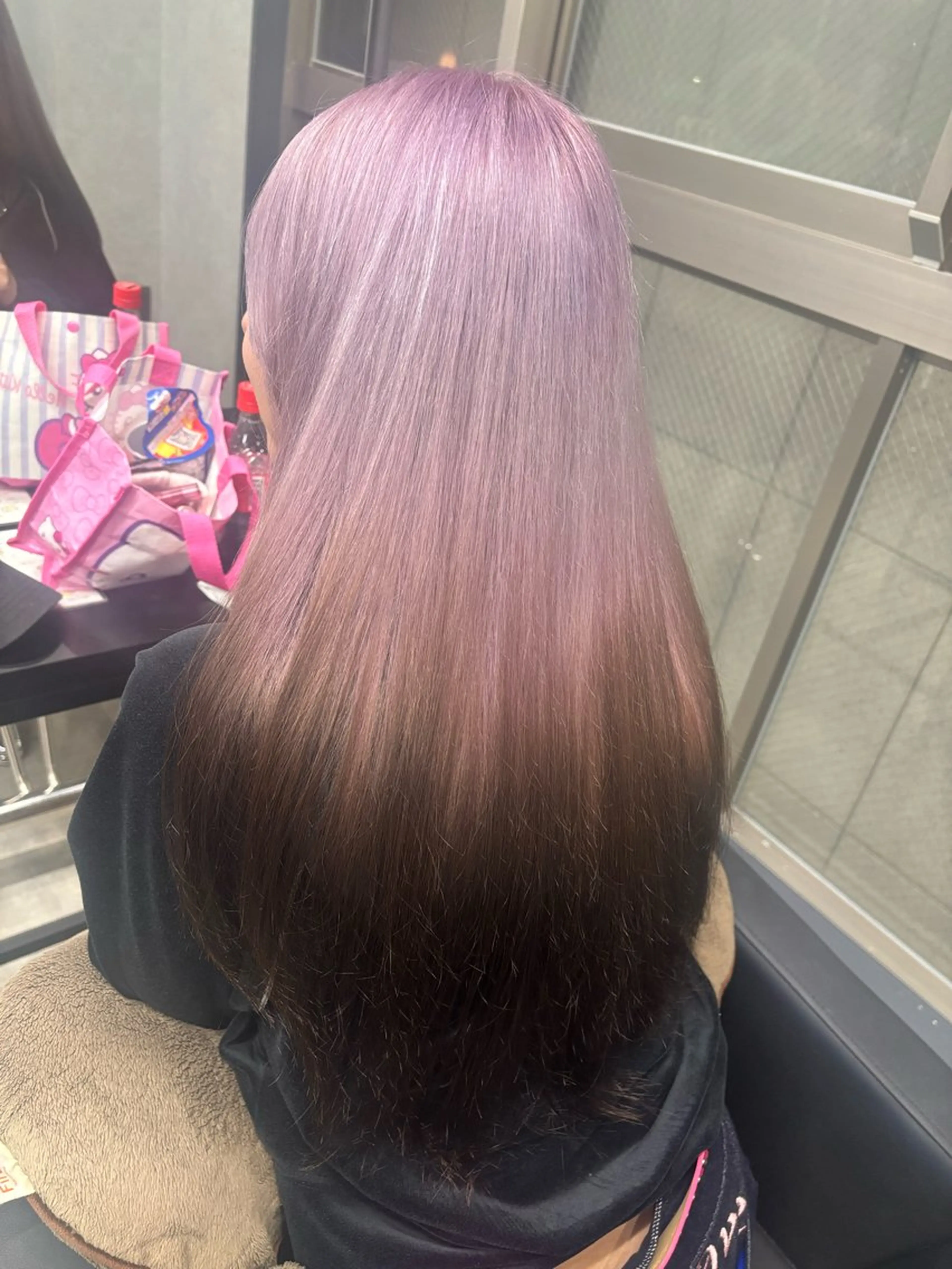 ロング カラー ブリーチ ラベンダーカラー ピンクカラー ピンクラベンダー ユージ / ケアブリーチ/透明感のヘアスタイル