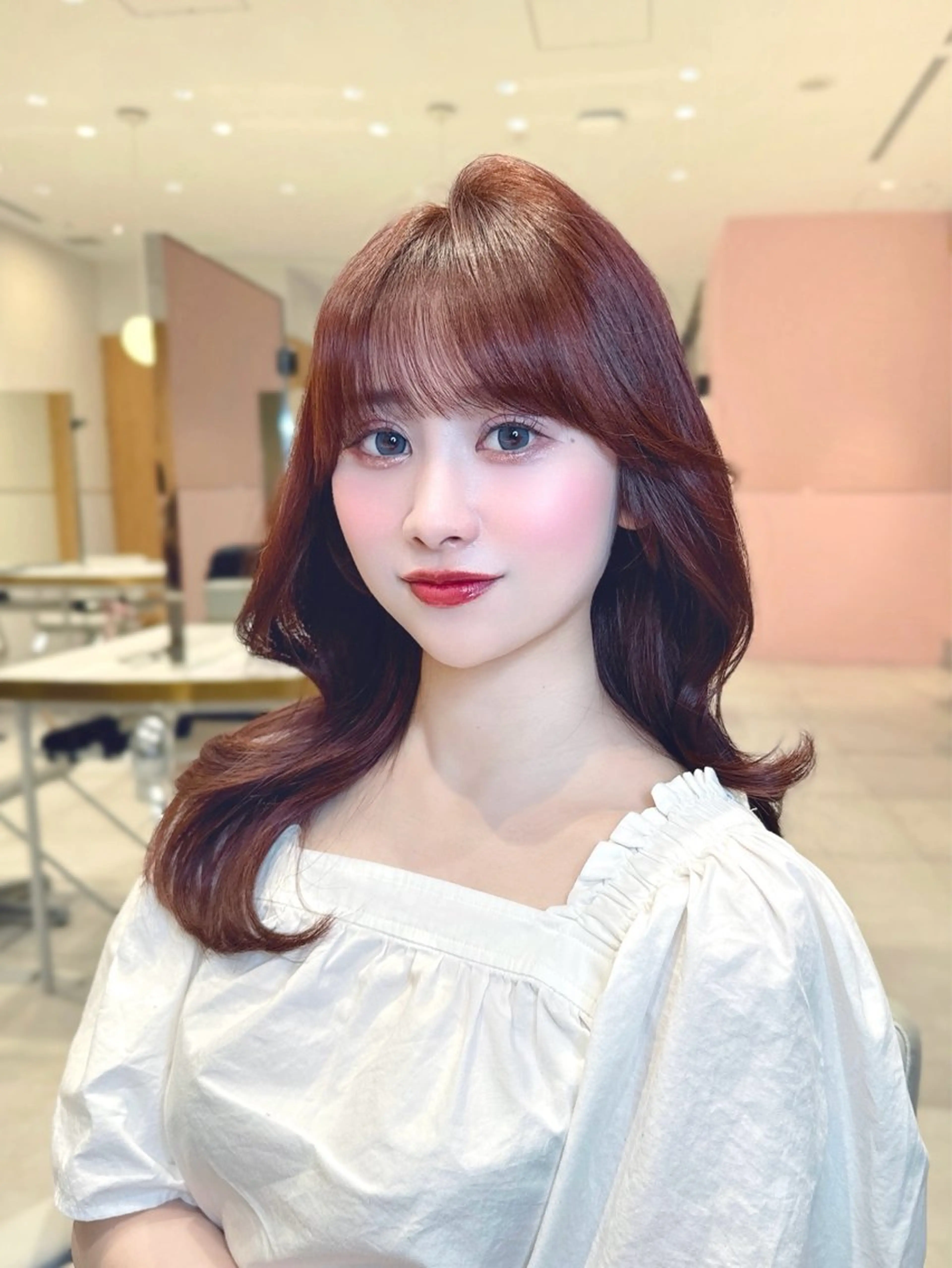 セミロング カラー カット ヘアカラー トリートメント ヘッドスパ ヘアセット 韓国ヘア/レイヤー/ 顔まわり/りょーとのヘアスタイル