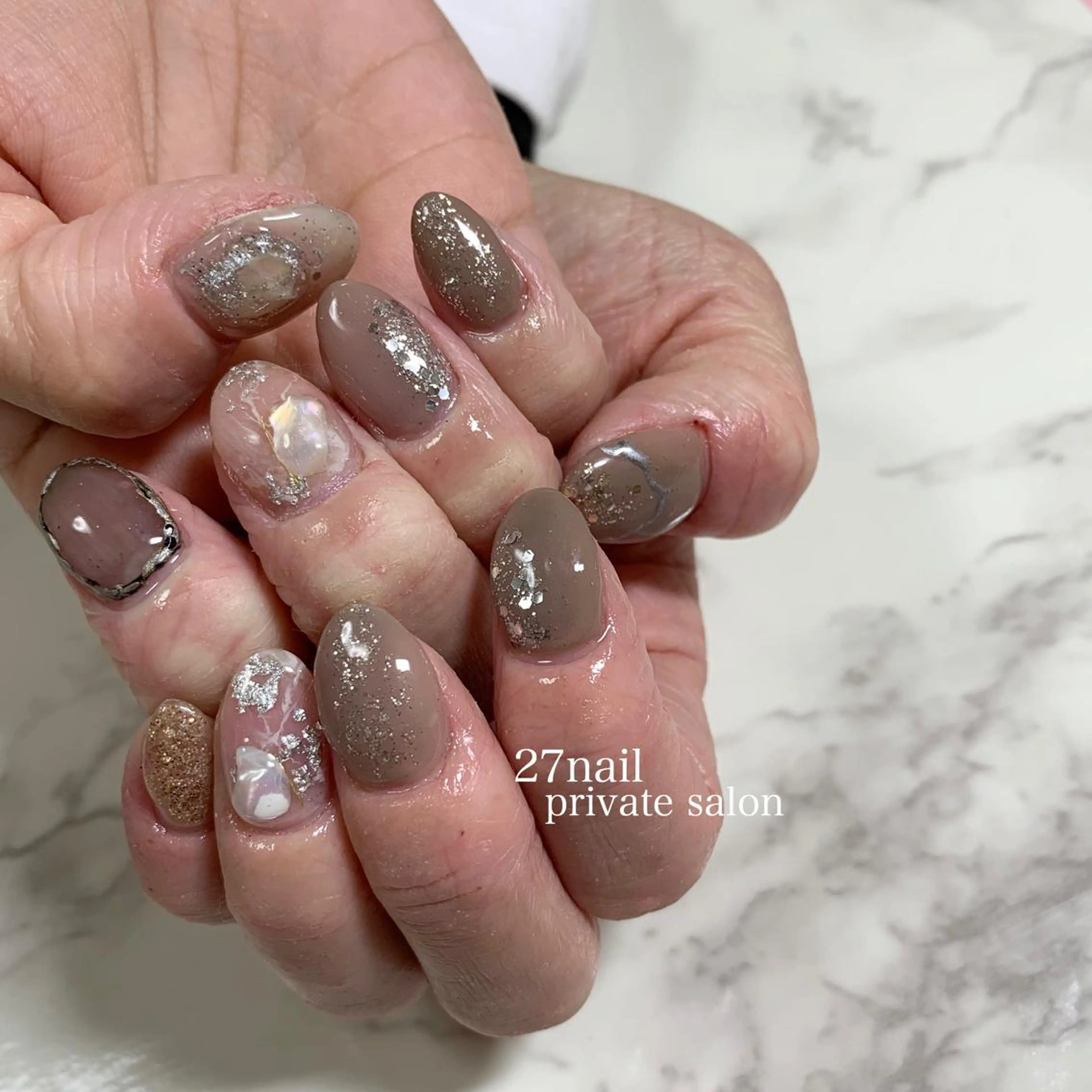 ネイル ニュアンスネイル 春ネイル ハンドネイル 27salon yuinaのネイルデザイン