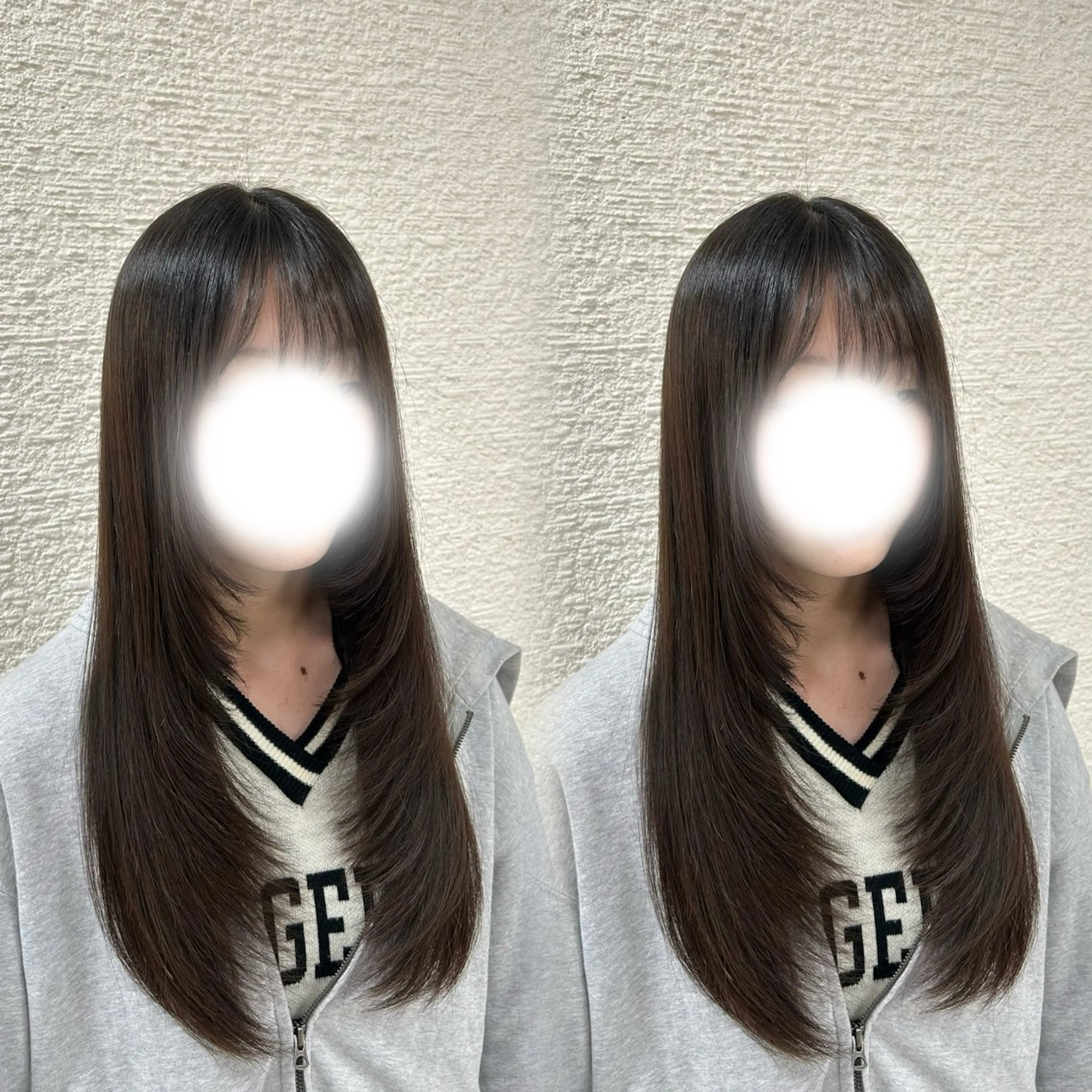 ロング レイヤーカット カット トリートメント ヘアセット ベージュ/つや髪/ レイヤー／ゆいなのヘアスタイル