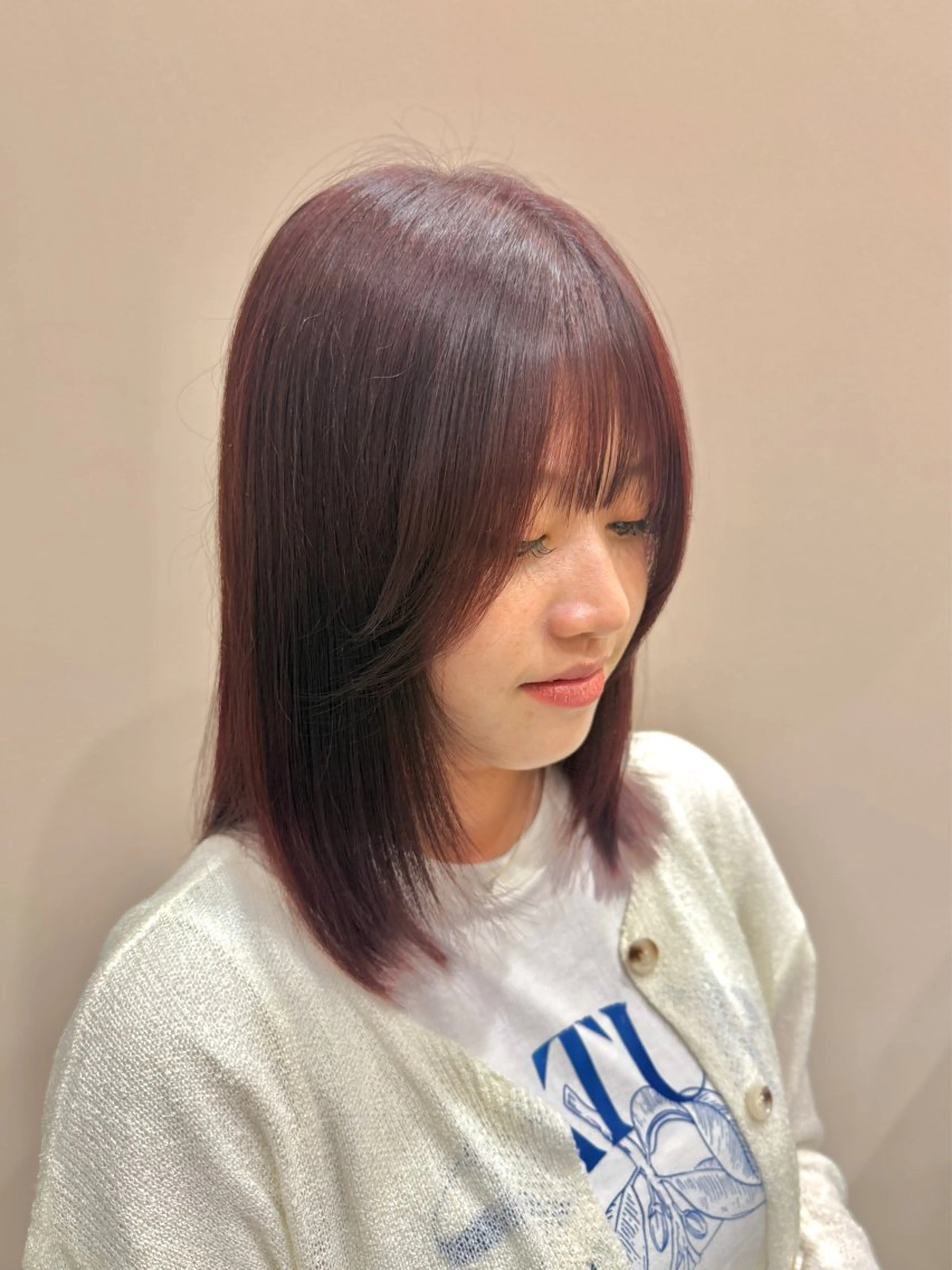 ミディアム カラー ブラウンカラー レッドカラー レッドブラウン ヘアカラー 似合わせカラー／ 松岡茉和🐼🌈🌟のヘアスタイル