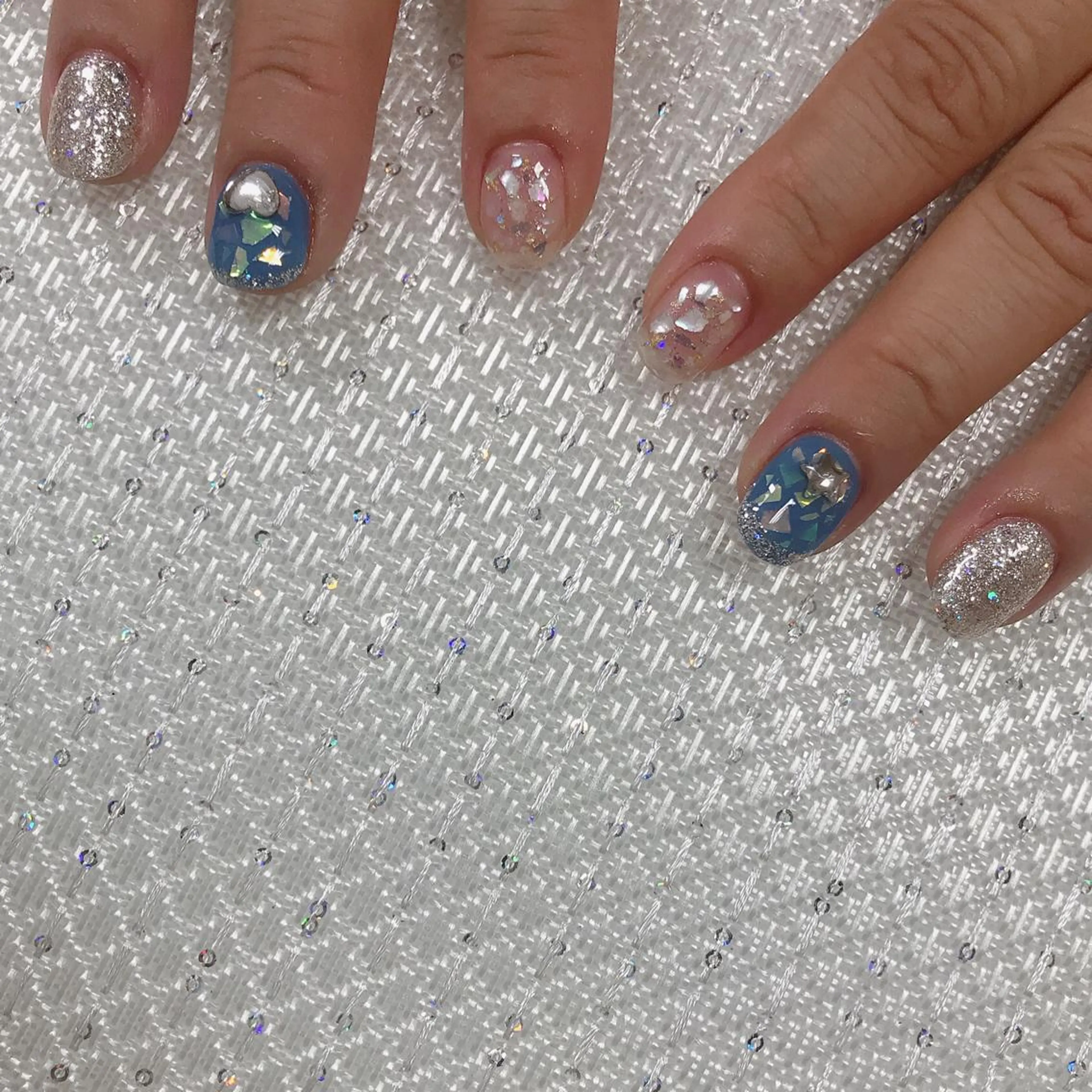 ネイル アートネイル 韓国ネイル 大理石ネイル(マーブル) ミラーネイル ニュアンスネイル ハンドネイル MoonLight MIHOのネイルデザイン