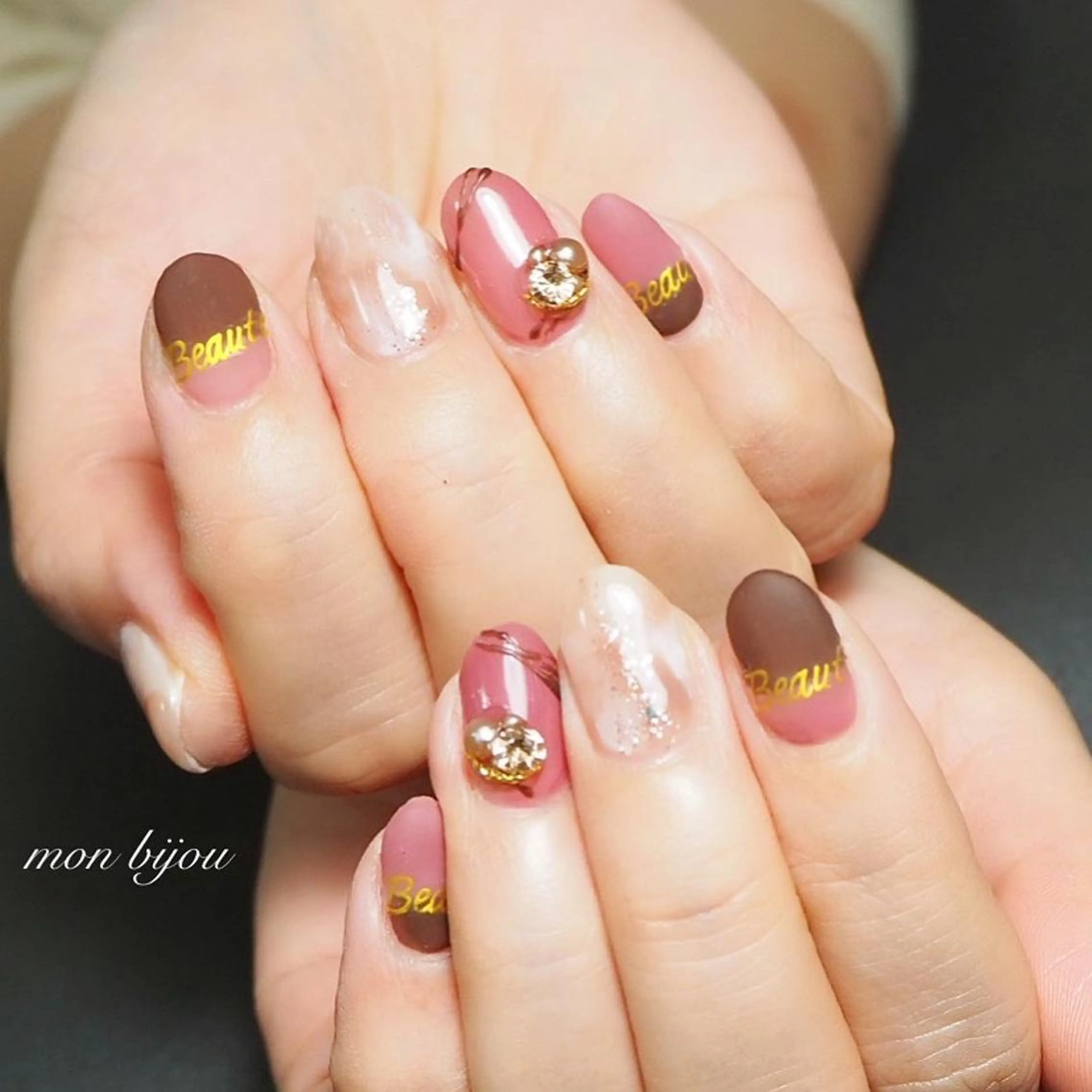 ネイル バレンタイン ハンドネイル ハンドケア mon bijou 坪井のネイルデザイン