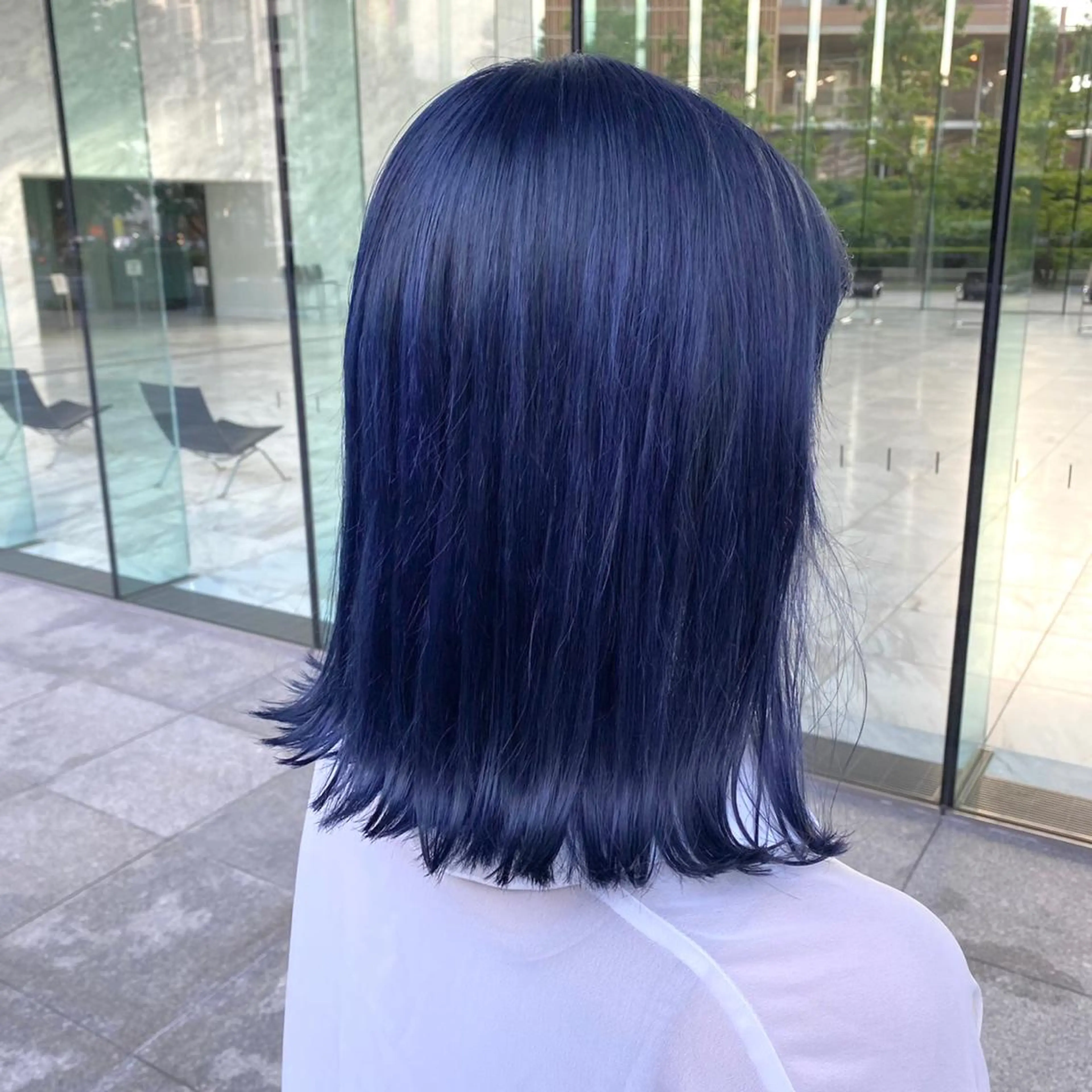 ミディアム カラー ネイビーカラー カット ヘアカラー トリートメント ヘッドスパ 💖ブリーチなし透明 感💖ASAHIのヘアスタイル