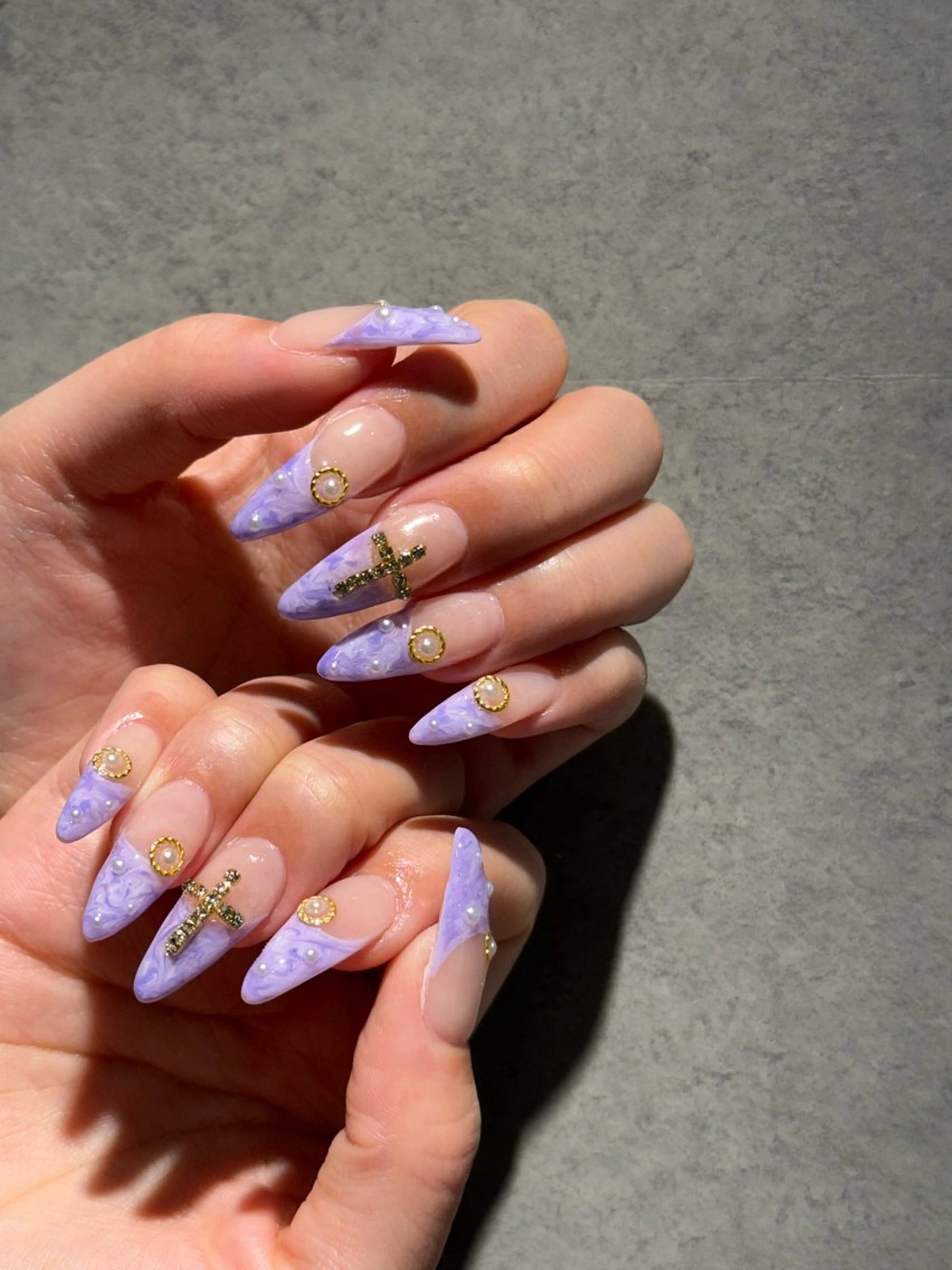 ネイル I-nailロング /ワンホン/キラキラのネイルデザイン