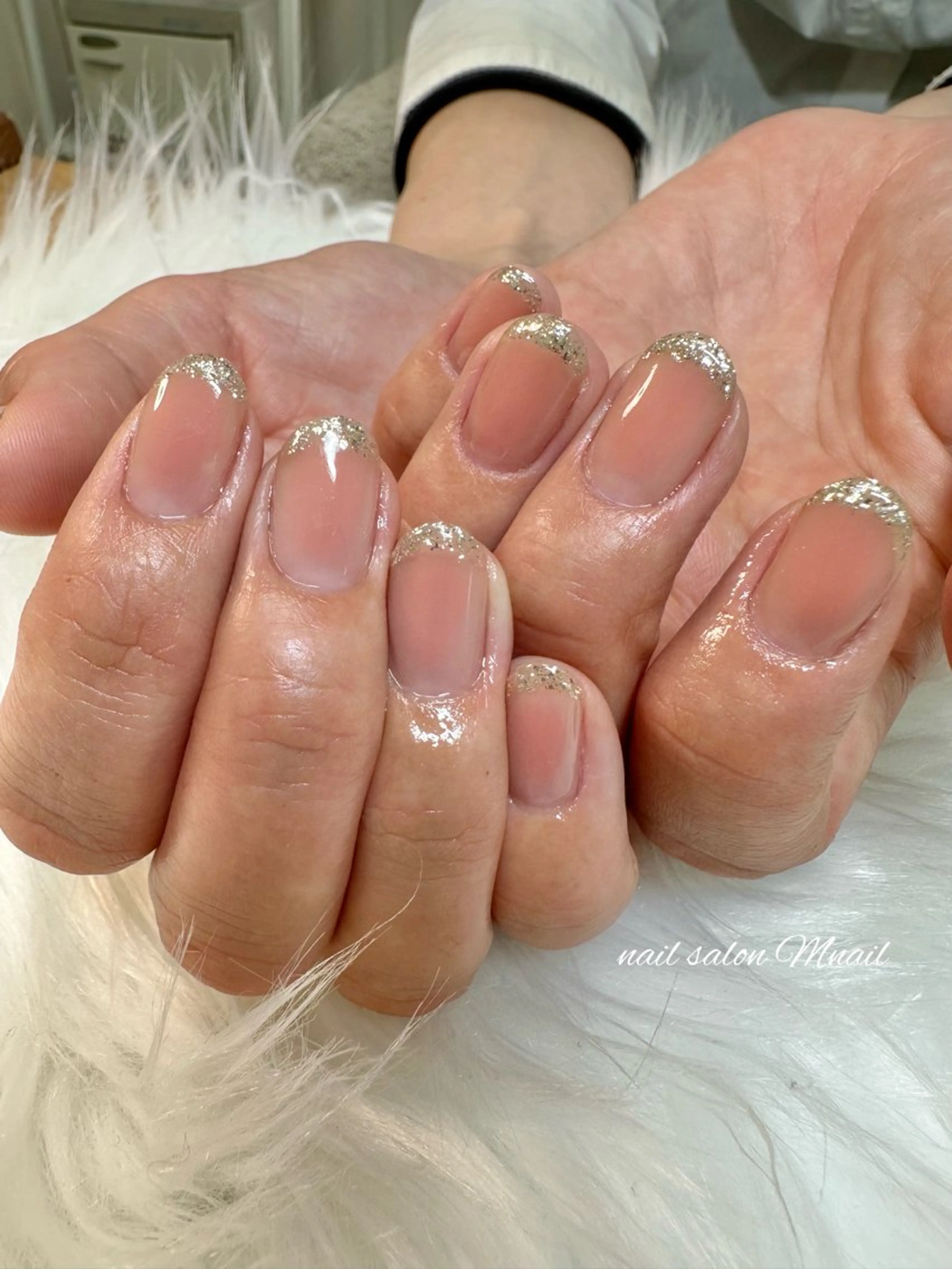 ネイル チークネイル ラメ(グリッター) ハンドネイル ハンドケア Mnail ちひろのネイルデザイン