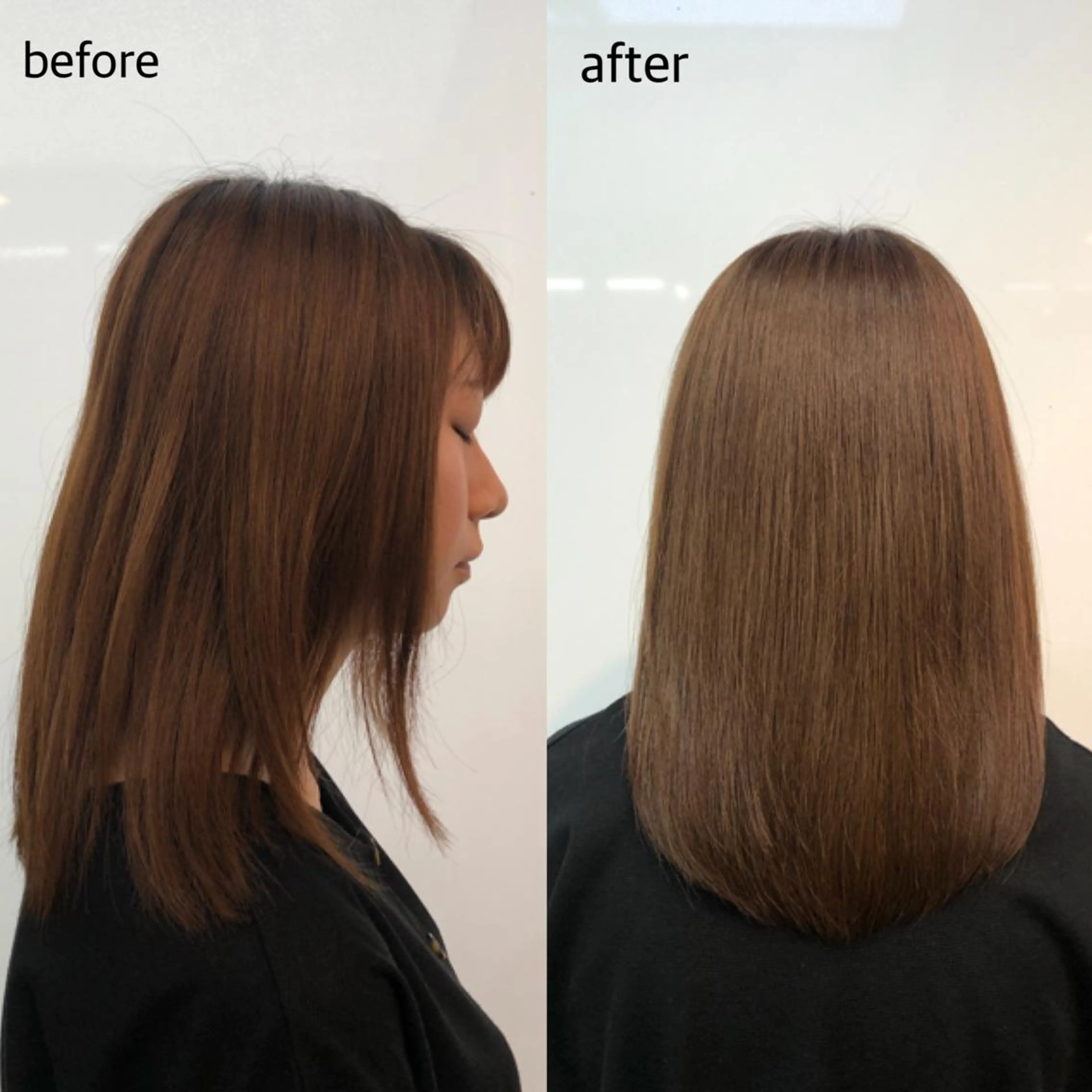 セミロング カラー ベージュカラー ブラウンカラー ブラウンベージュ オレンジ カット ヘアカラー トリートメント 桑原 菜摘のヘアスタイル