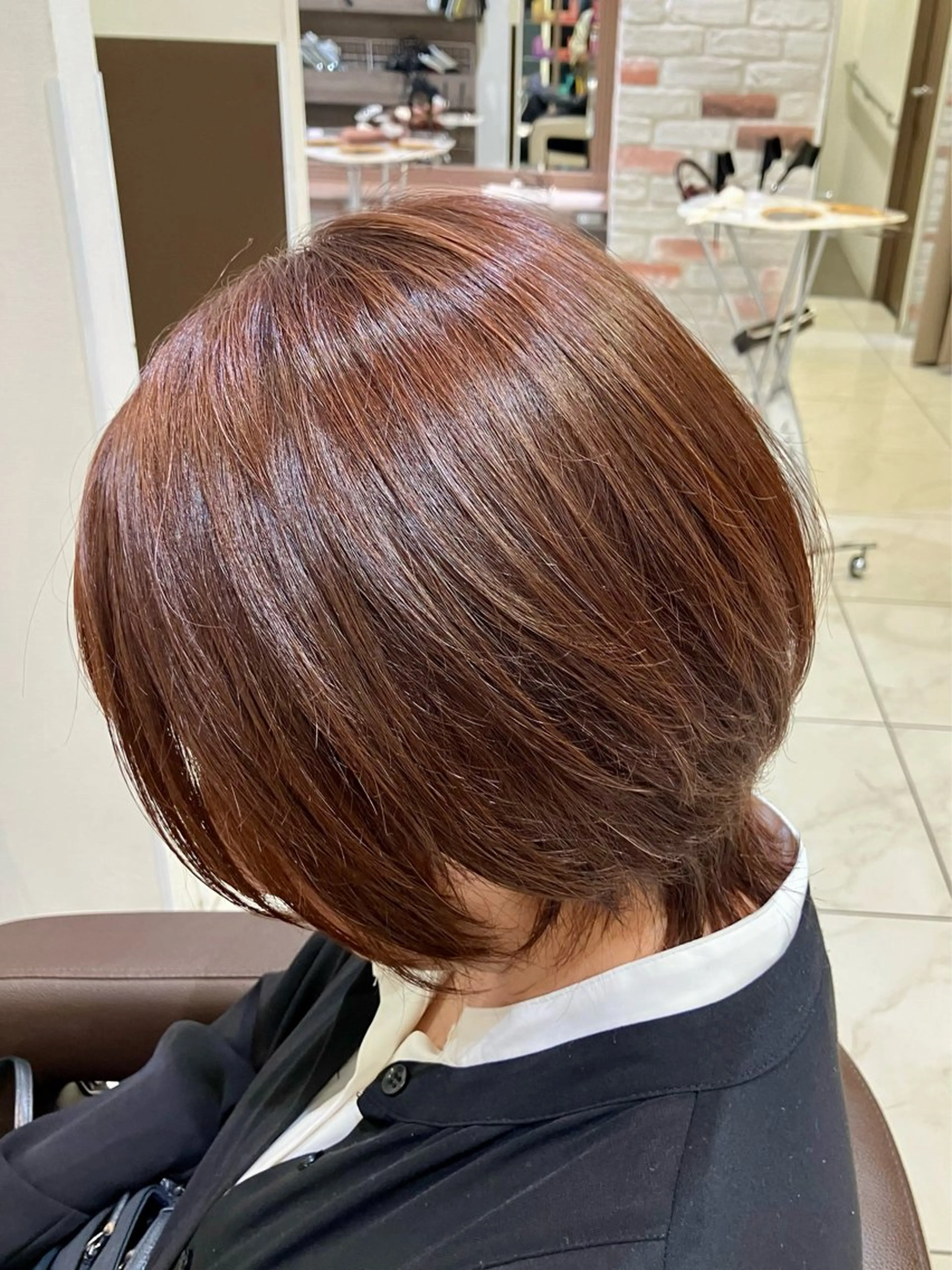 ミディアム カラー ブラウンカラー ピンクカラー ピンクブラウン ウルフカット 🧡Ash 新杉田🧡山本のヘアスタイル