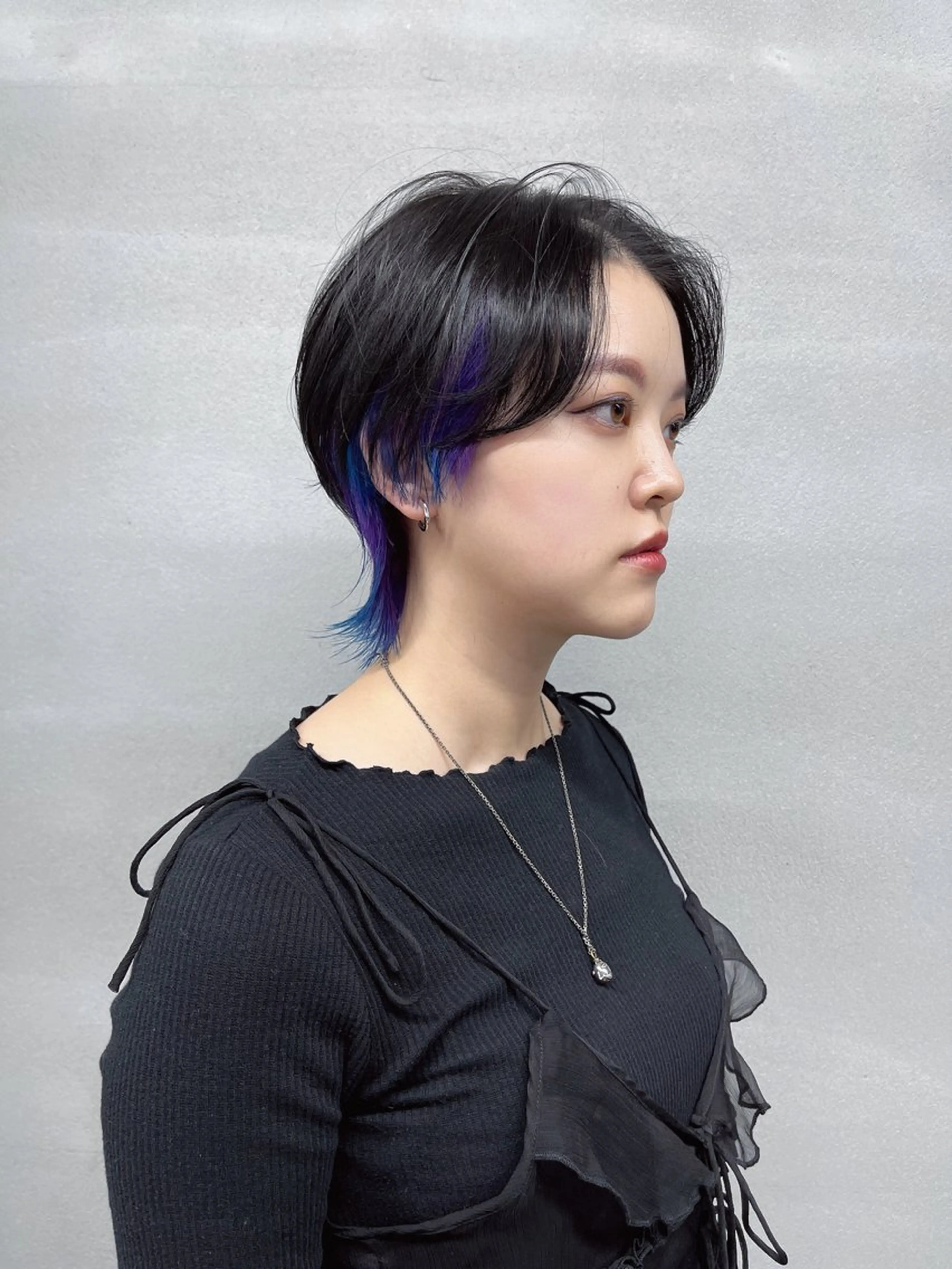 ショート パープルカラー ウルフカット カット ヘアカラー 柏 ウルフ/レイヤー 田中佐和🐺のヘアスタイル