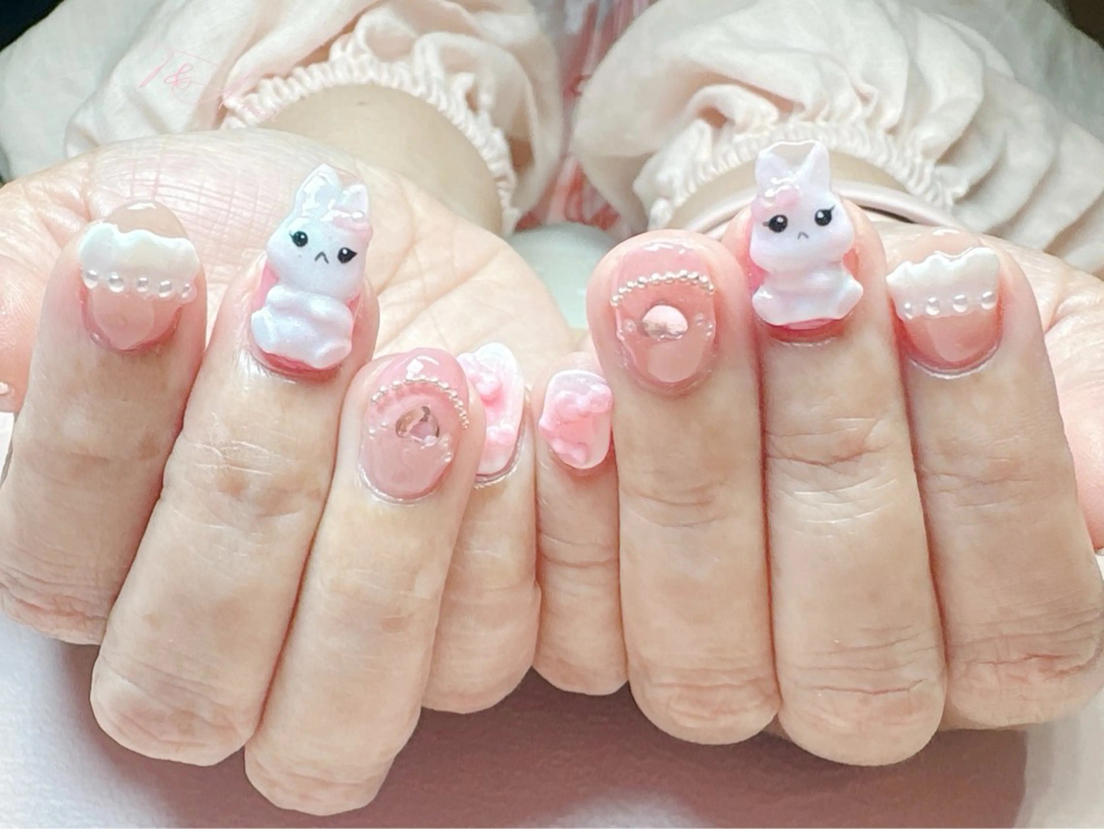 ネイル ジェルネイル ピンク スカルプネイル ハンドネイル T&A nailのネイルデザイン