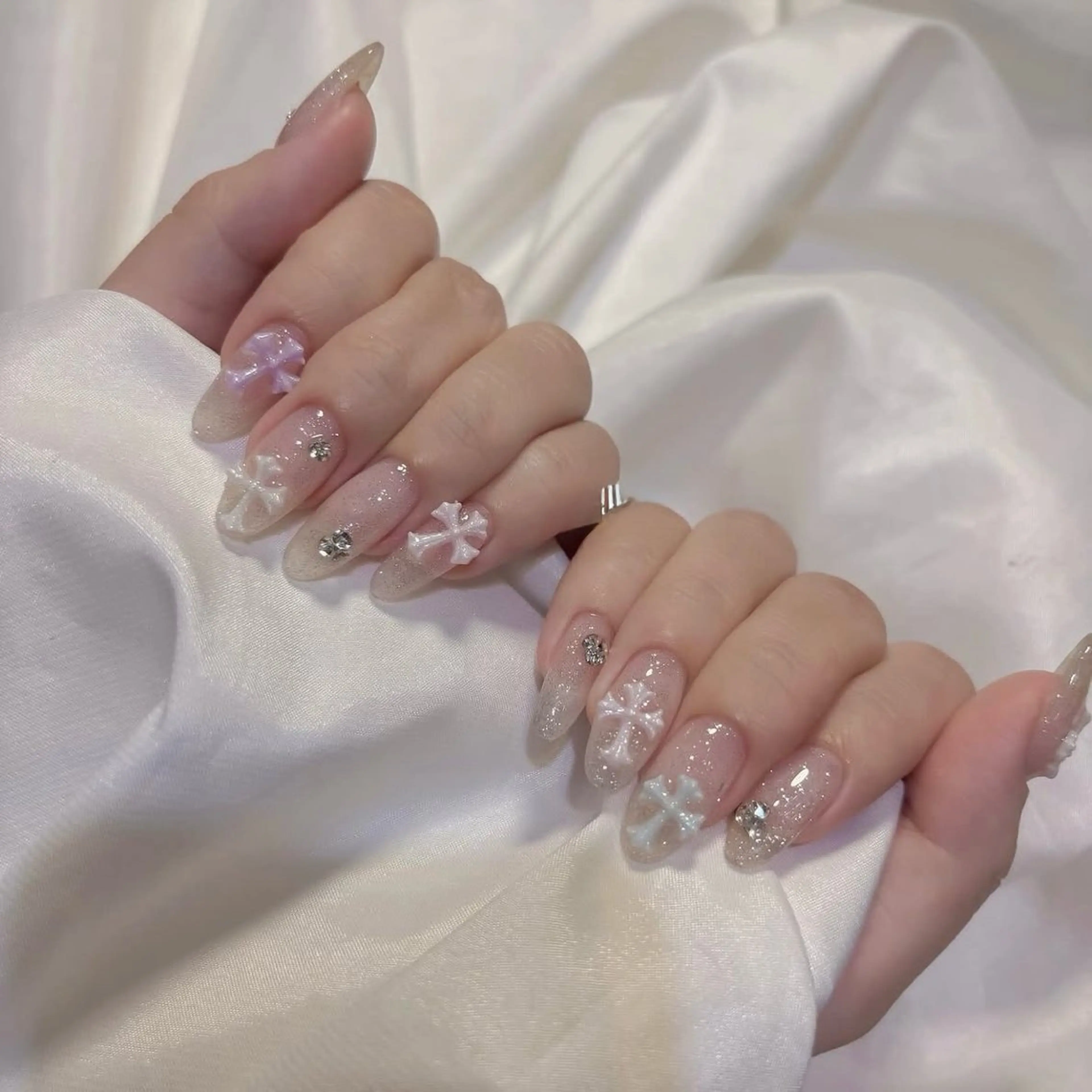 ネイル アートネイル オーロラネイル ブルー チークネイル フットネイル ハンドネイル NAILS168 新大久保店のネイルデザイン