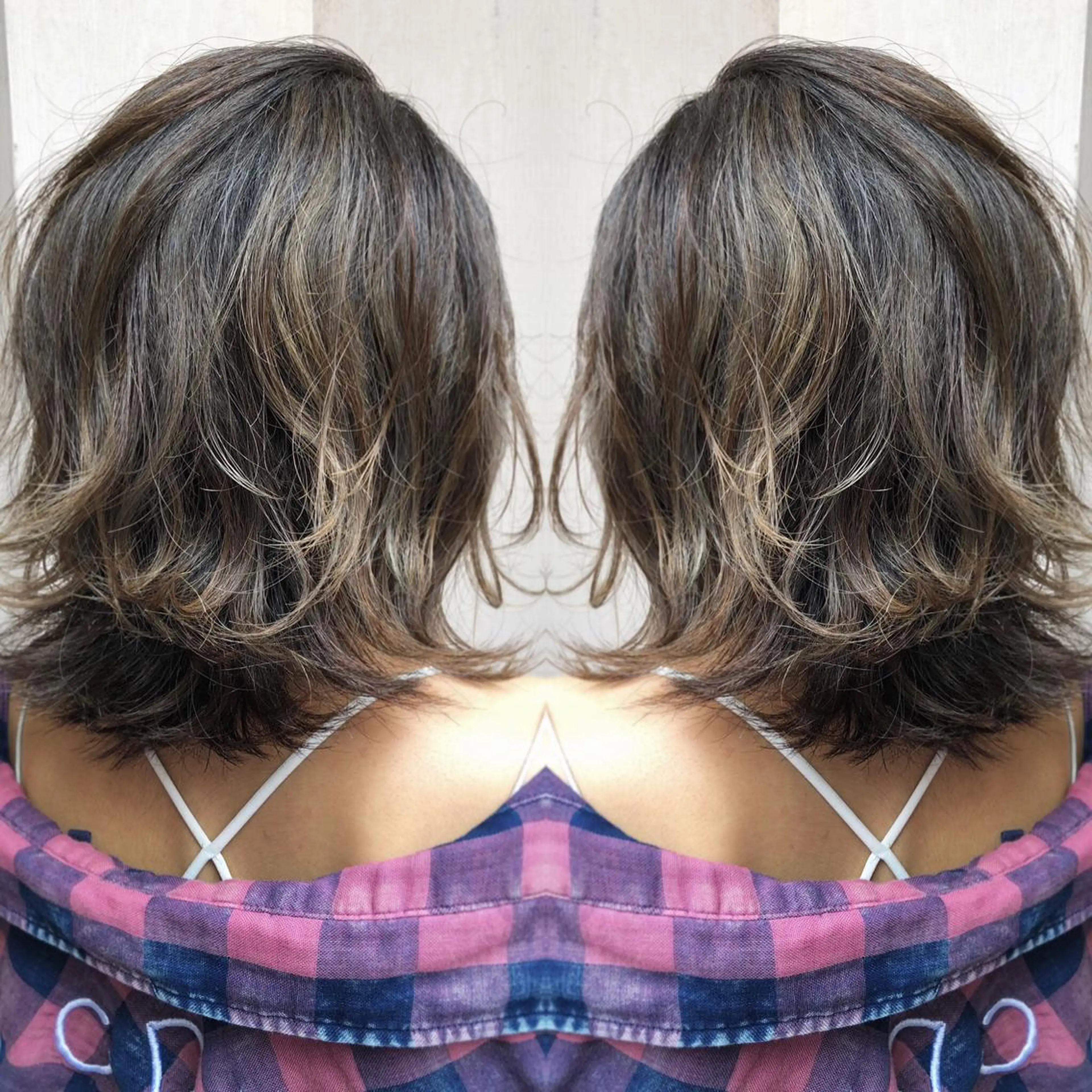 ショート カラー パーマ バレイヤージュ ハイライトカラー ハイライト レイヤーカット ウルフカット 細川 亮のヘアスタイル