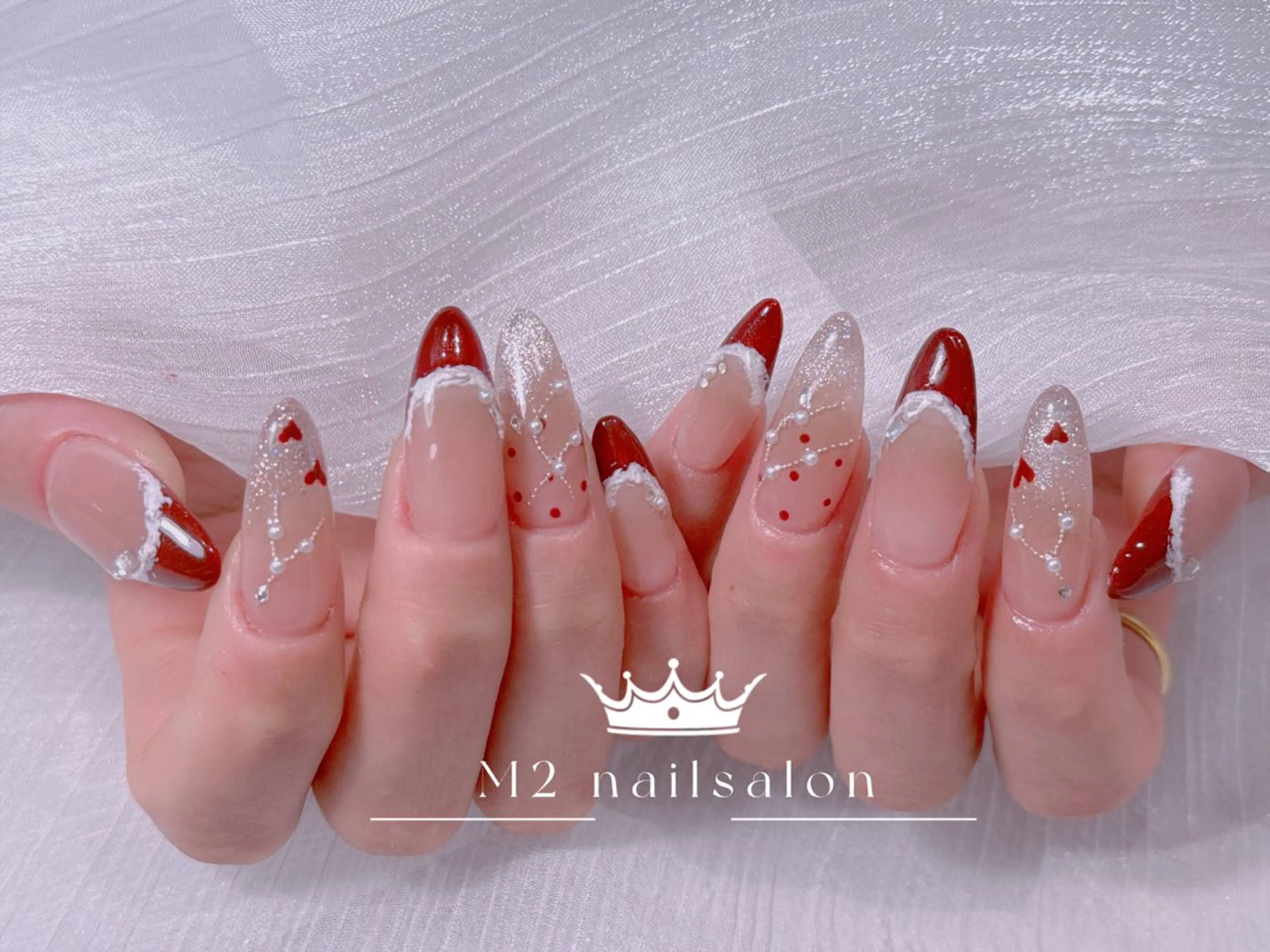ネイル ジェルネイル 韓国ネイル マグネットネイル パラジェル ワンホンネイル ハンドネイル 長さだし専門店 M2　rikaのネイルデザイン