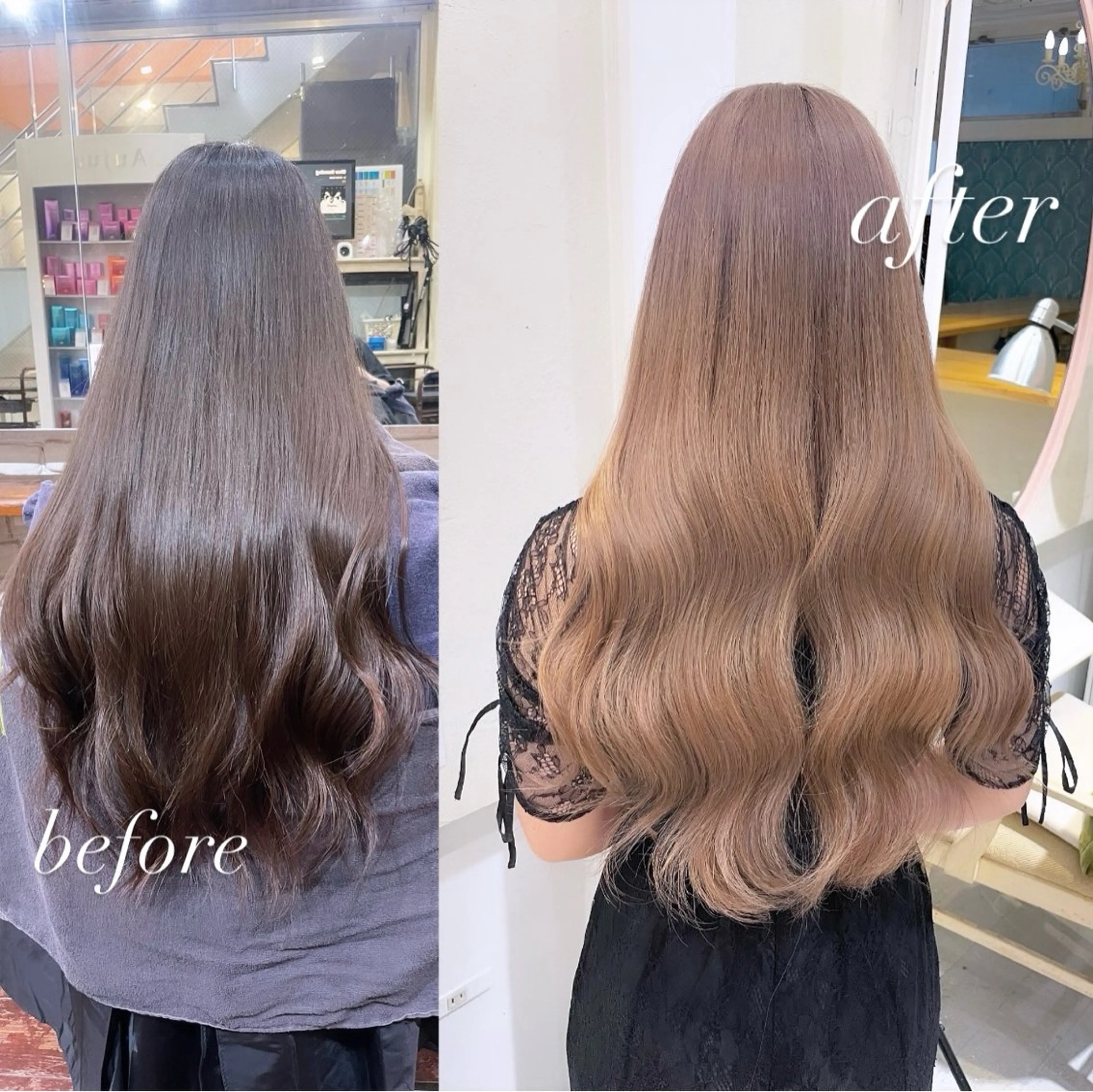 ロング カラー シールエクステ バレイヤージュ ブリーチ ケアブリーチ ダブルカラー ヘアカラー トリートメント 🔗透明感カラー🔗 エクステ✂️はるちかのヘアスタイル