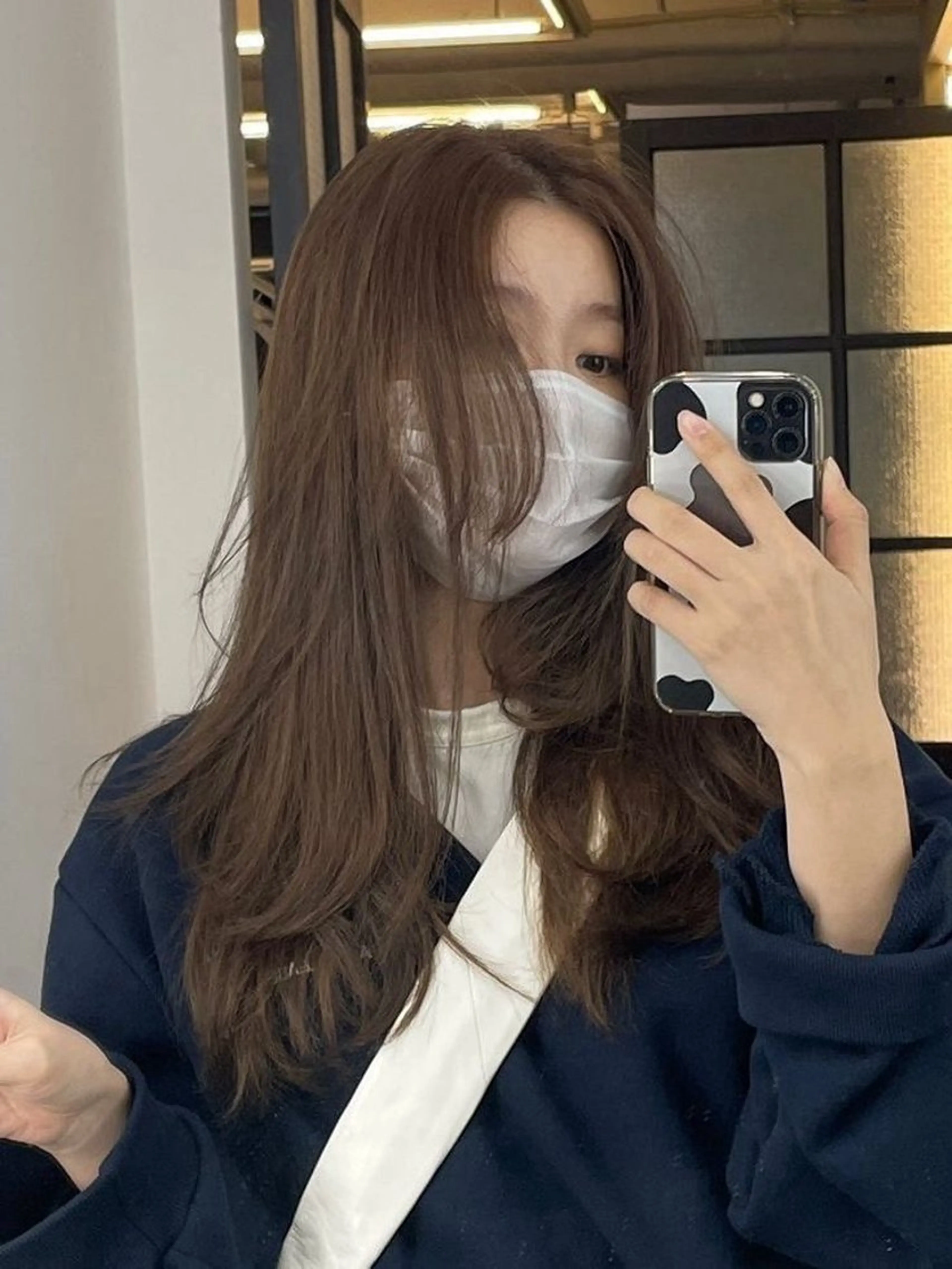 ロング カラー 切りっぱなしボブ ボブ 顔まわりレイヤー 顔周りカット 姫カット nonoka オリーブ/レイヤーのヘアスタイル