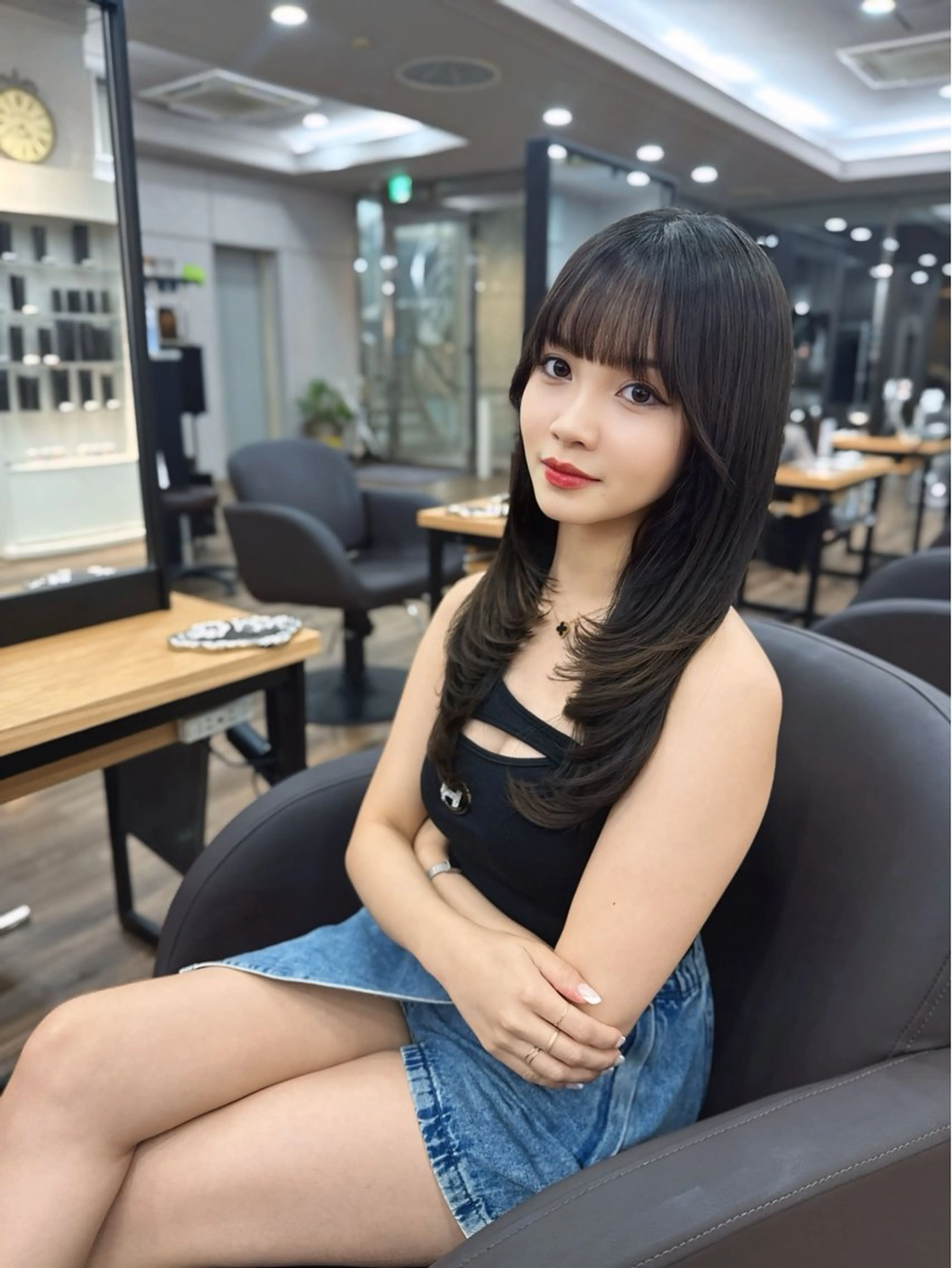 セミロング カット ヘアカラー トリートメント 韓国ヘア🎀 まりかのヘアスタイル