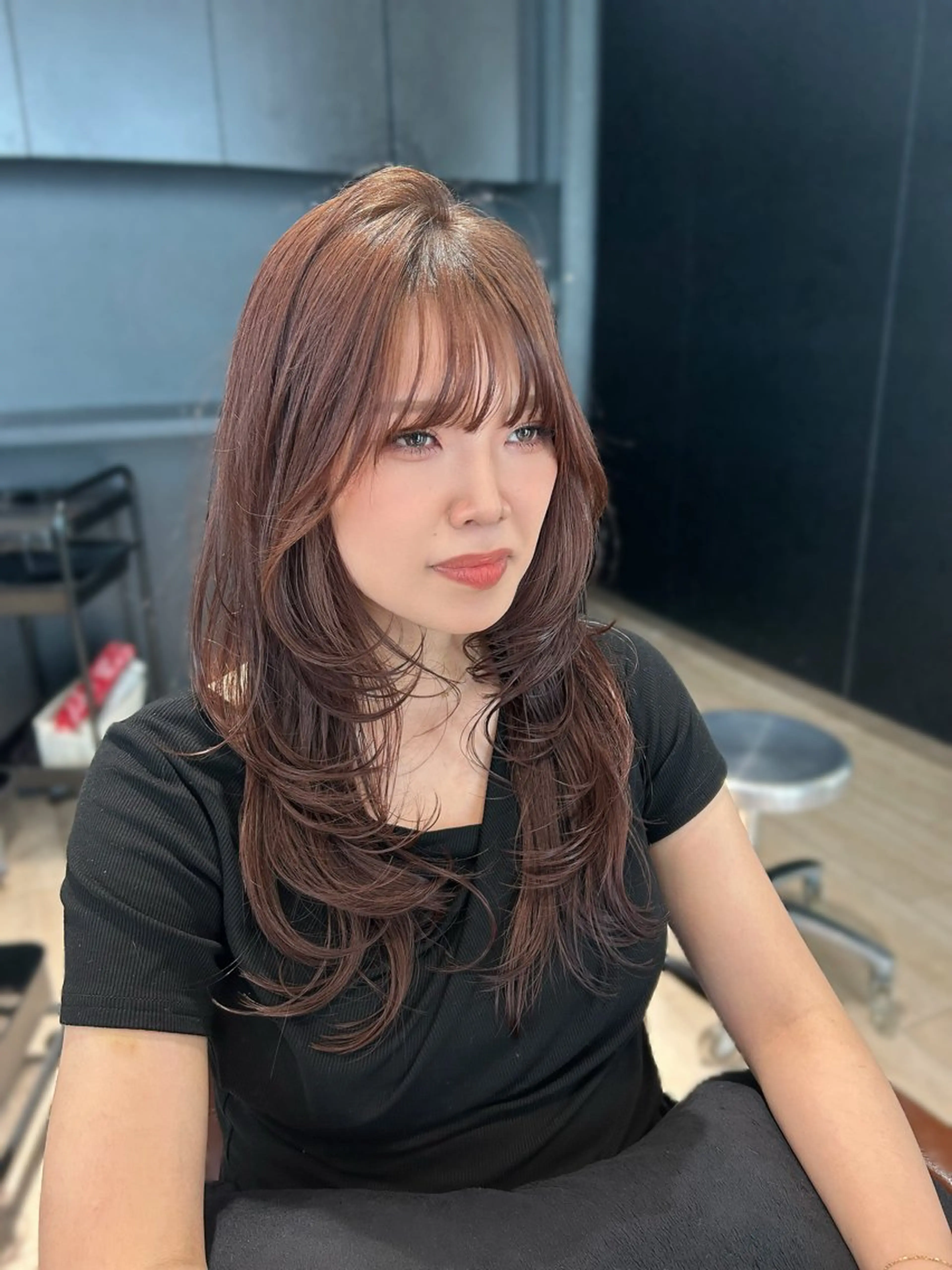 ロング カット ヘアカラー トリートメント 🎀大竹美侑／顔まわ りカット／レイヤーのヘアスタイル