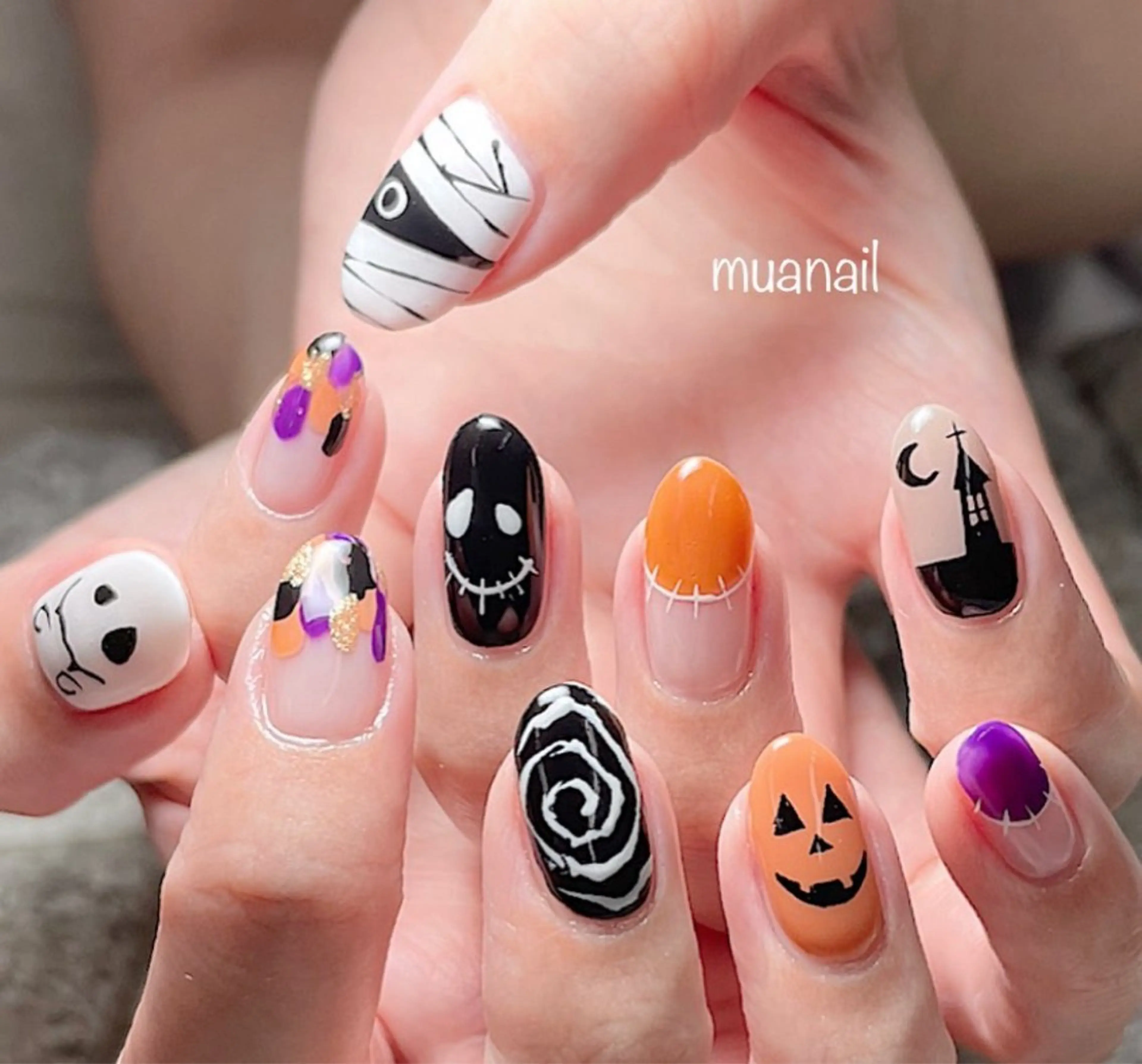 ネイル ブルー ハロウィン ハンドネイル mua nail mikiのネイルデザイン