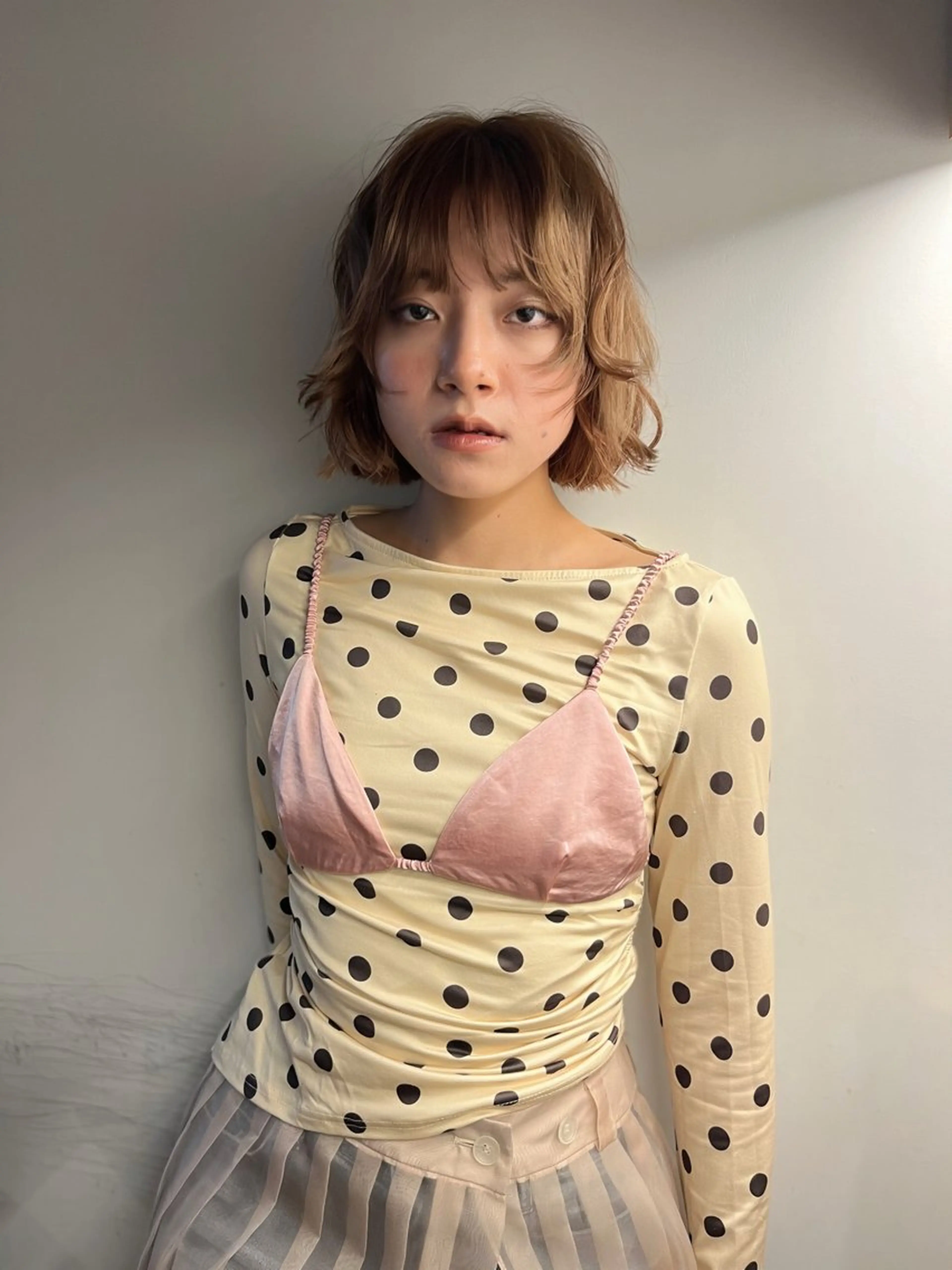 ミディアム カラー ベージュカラー ヘアカラー hono/ボブ/ ハイトーン/ベージュのヘアスタイル