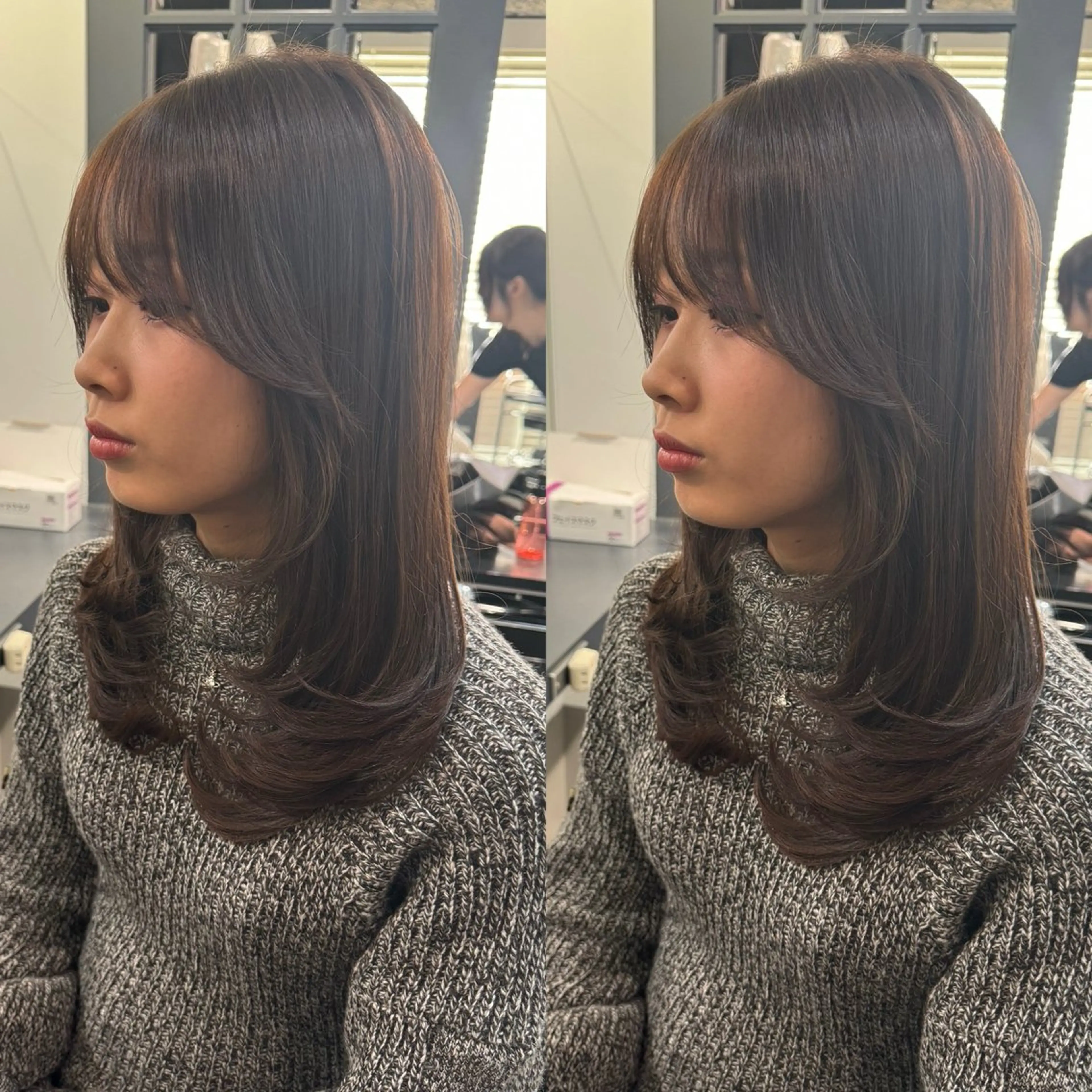 セミロング バレイヤージュ ボブ🌈ナツヤのヘアスタイル