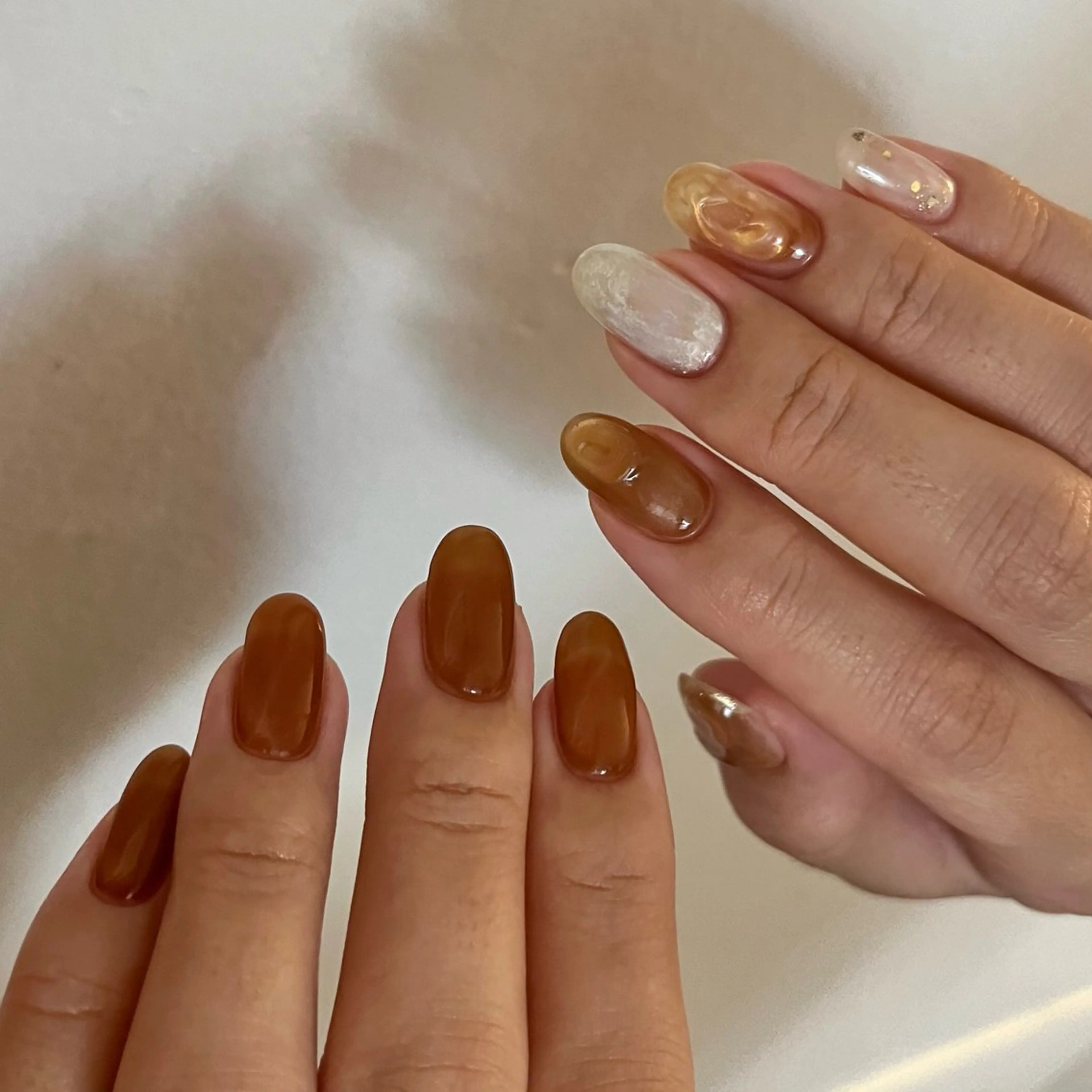 ネイル ブラウン ハンドネイル vegh. nail／阿波座のネイルデザイン