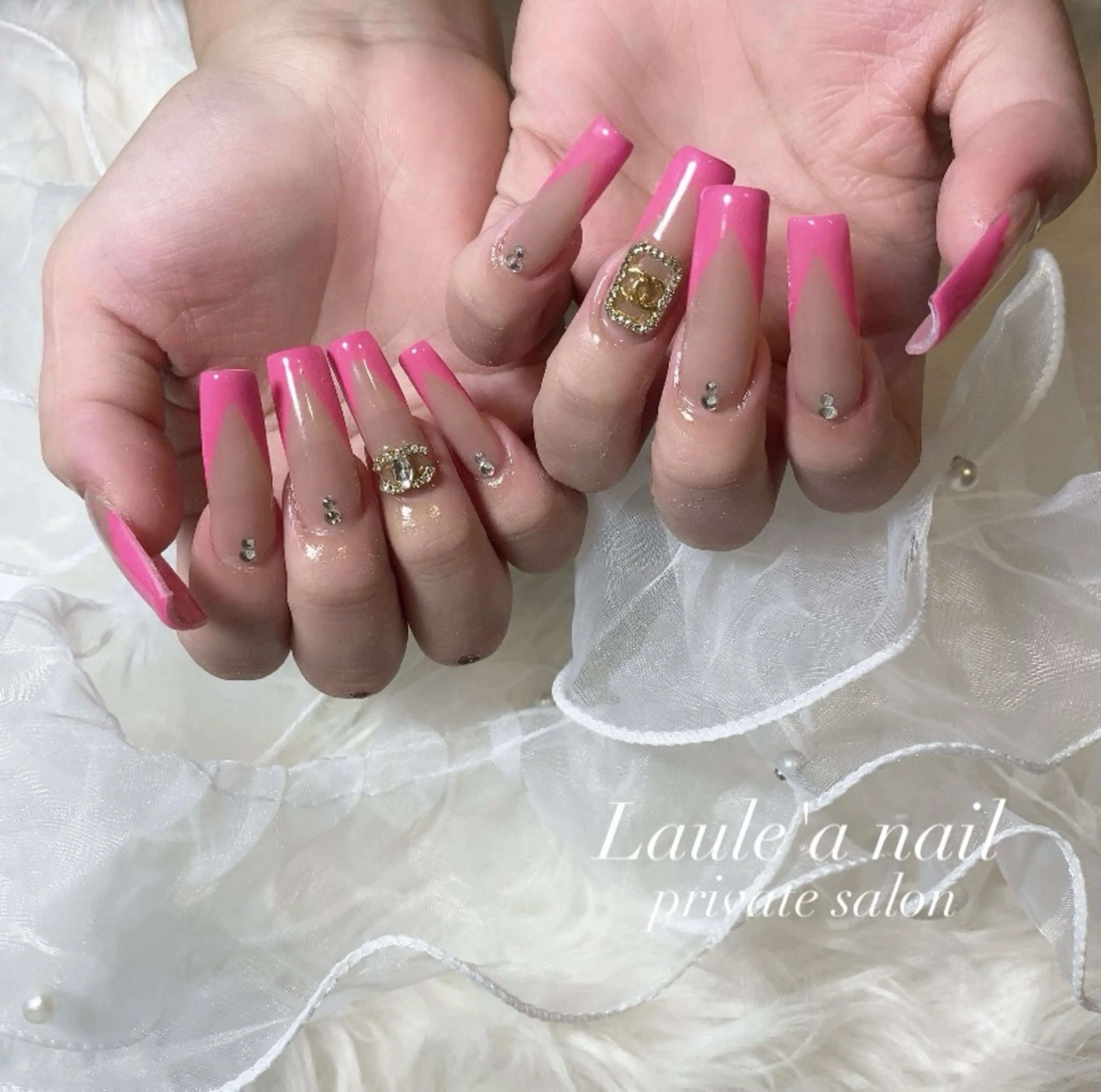 ネイル フレンチネイル ピンク 夏ネイル Laule'a nail salonのネイルデザイン