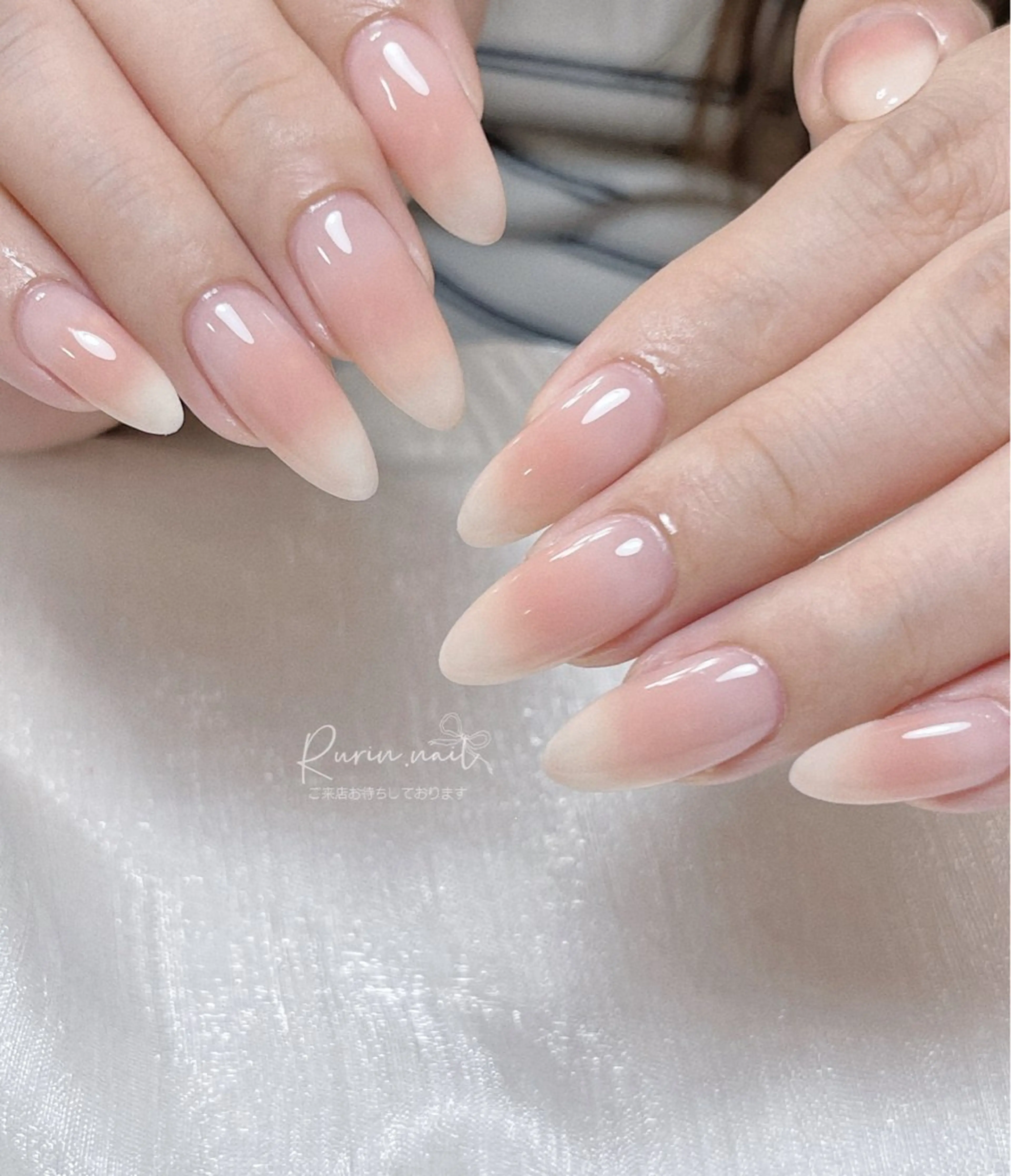 自爪ワンホンネイル💅チークネイルの写真