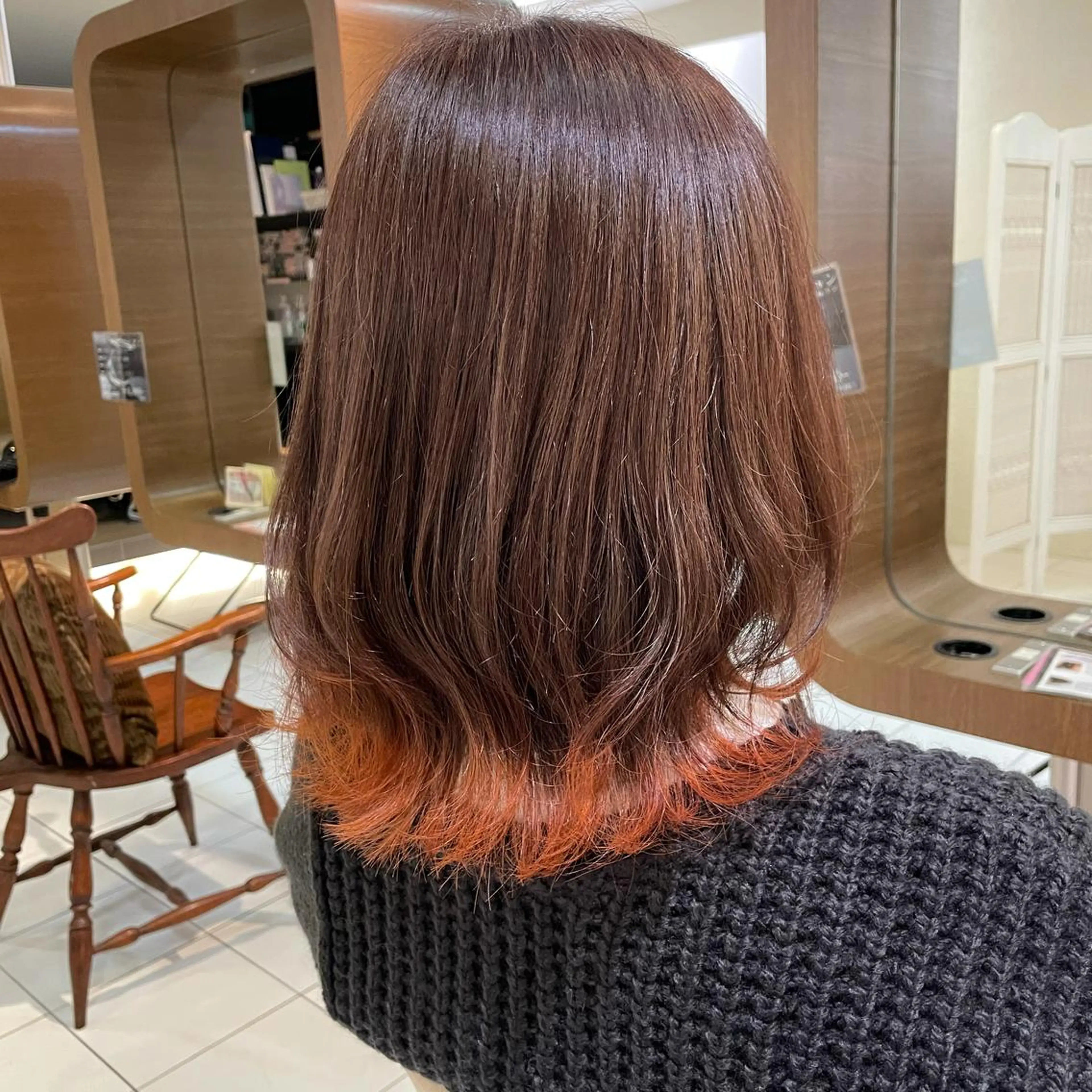 ミディアム カラー オレンジ 透明感カラー/ 寺田千雅子のヘアスタイル