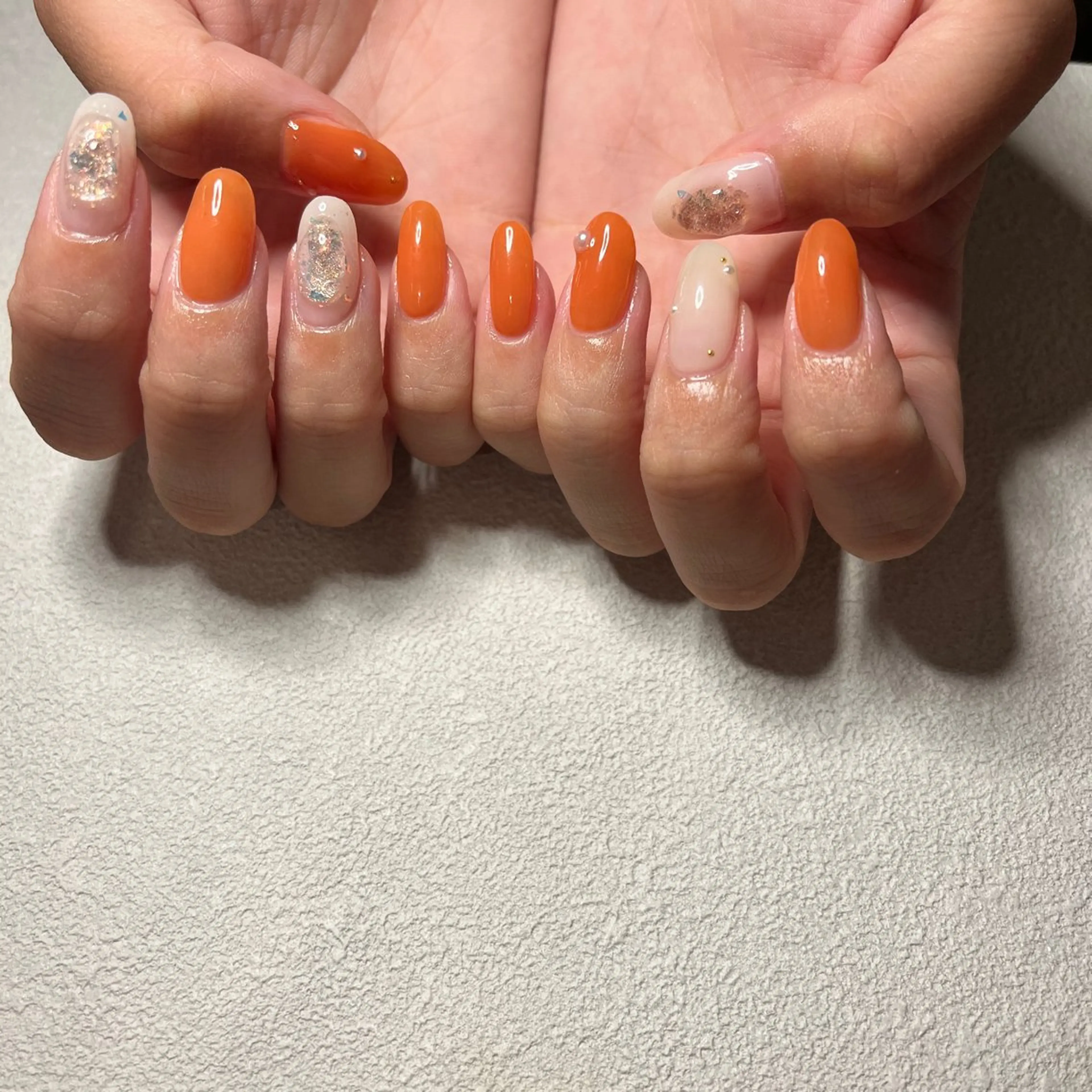 ネイル ジェルネイル ワンカラーネイル パラジェル 冬ネイル ハンドネイル nail slow.のネイルデザイン