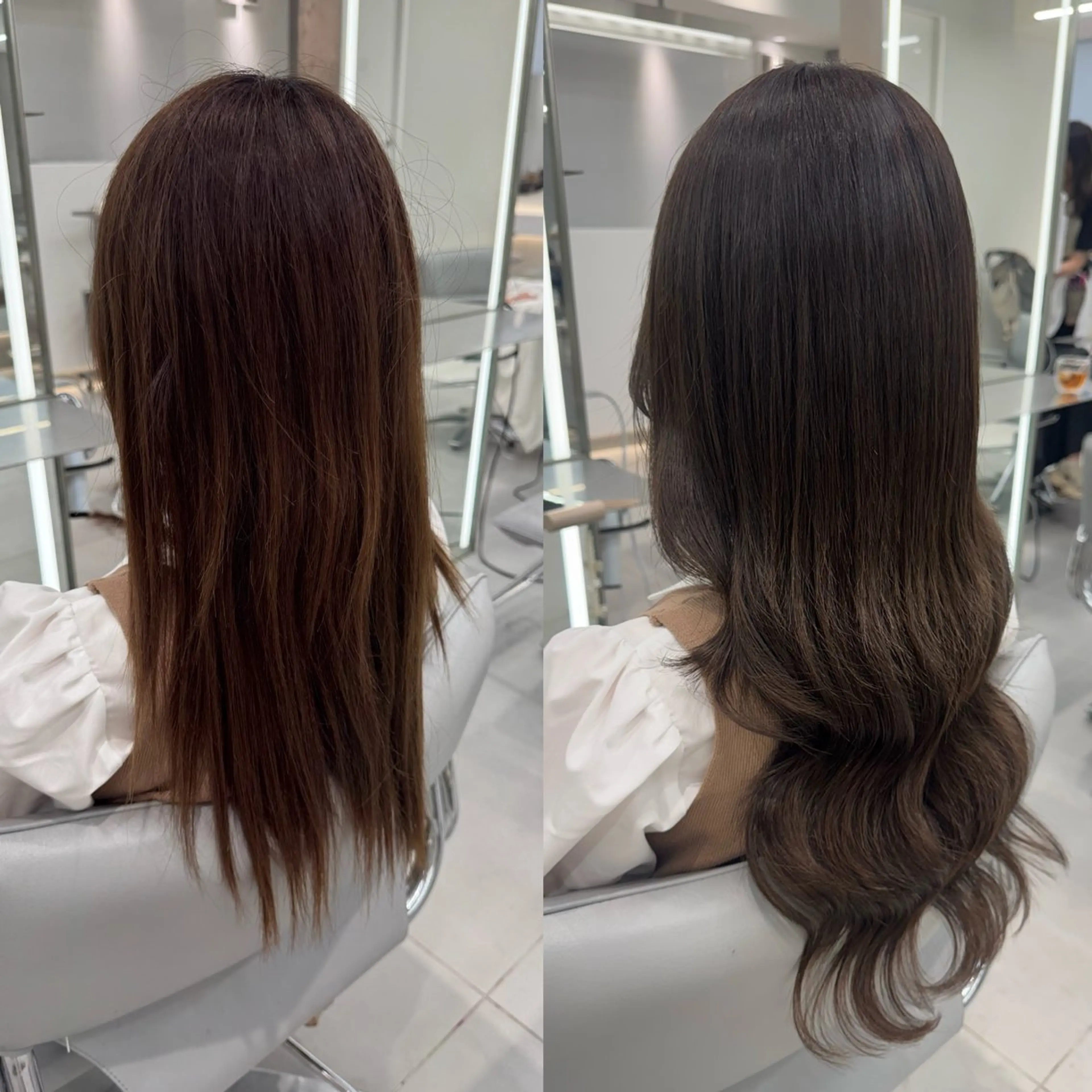 ロング カラー シールエクステ アッシュ バレイヤージュ ベージュカラー 黒髪 カット ヘアカラー エクステ ar+ ❤︎ maiのヘアスタイル