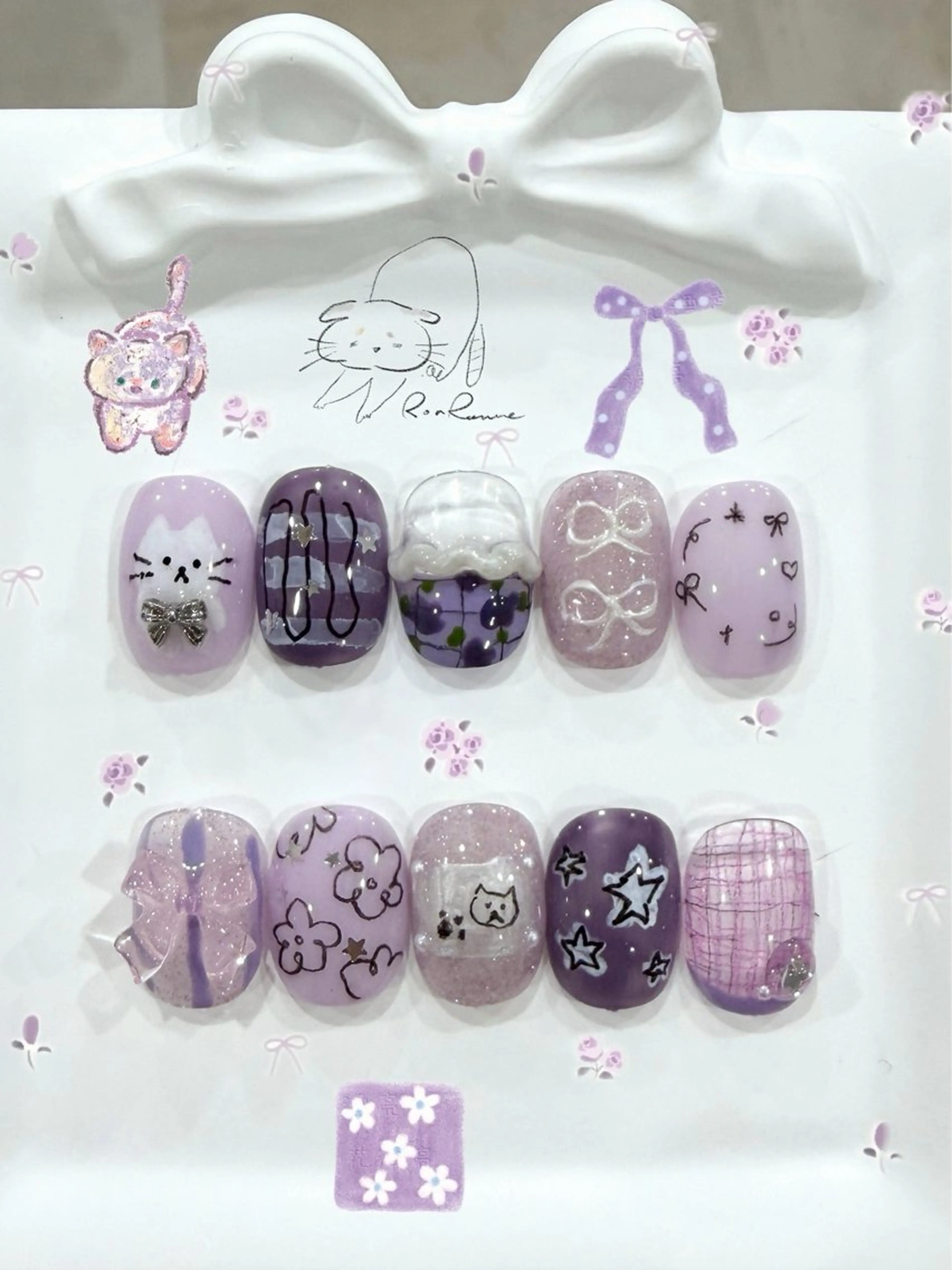 ネイル オーロラネイル 長さ出し フレンチネイル ジェルネイル ミラーネイル ハンドネイル ronronne .のネイルデザイン