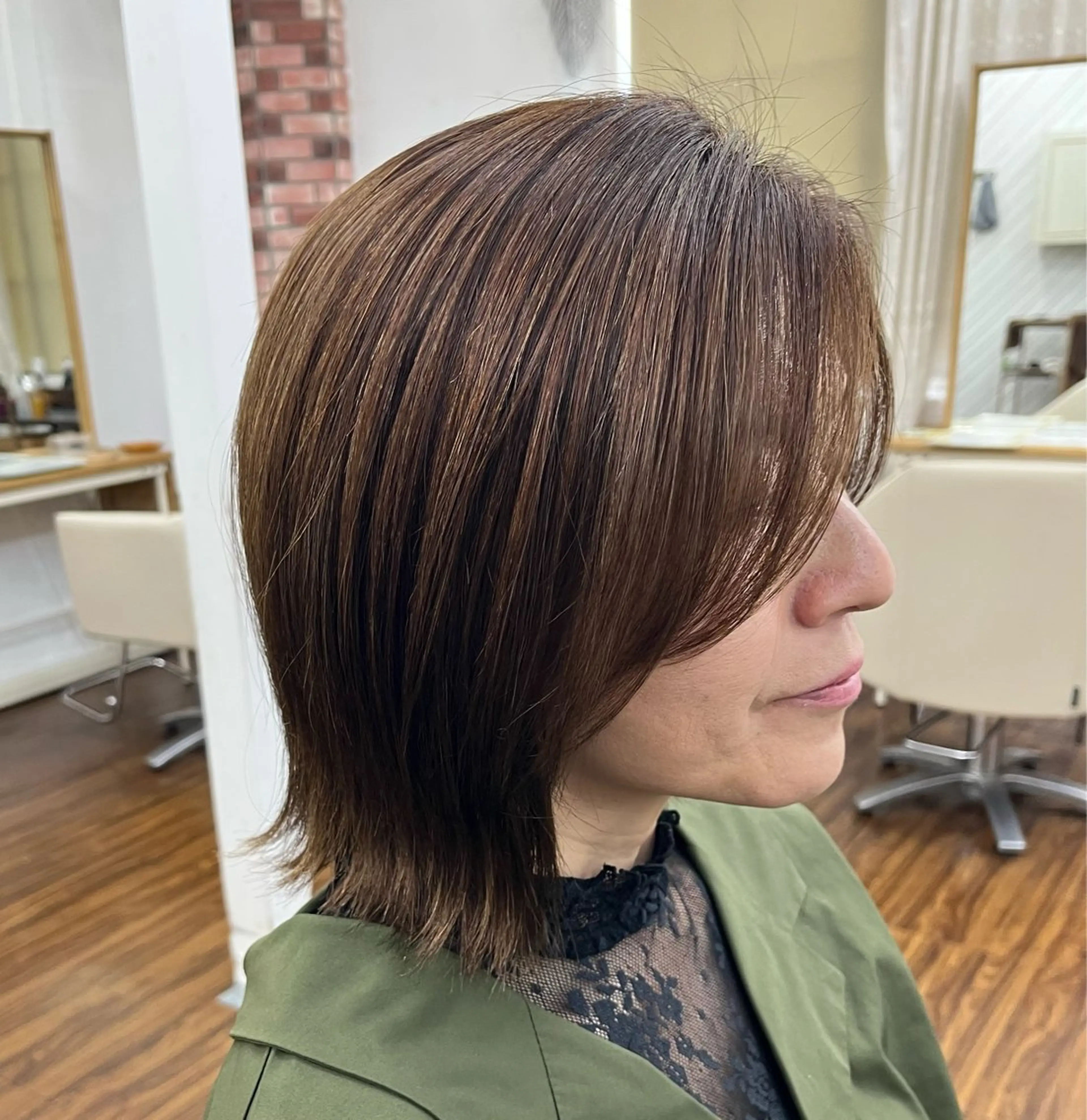 ミディアム カラー パーマ 髪質改善 トリートメント カット ヘアカラー トリートメント YUIMARL 倉敷店🌸SAEのヘアスタイル